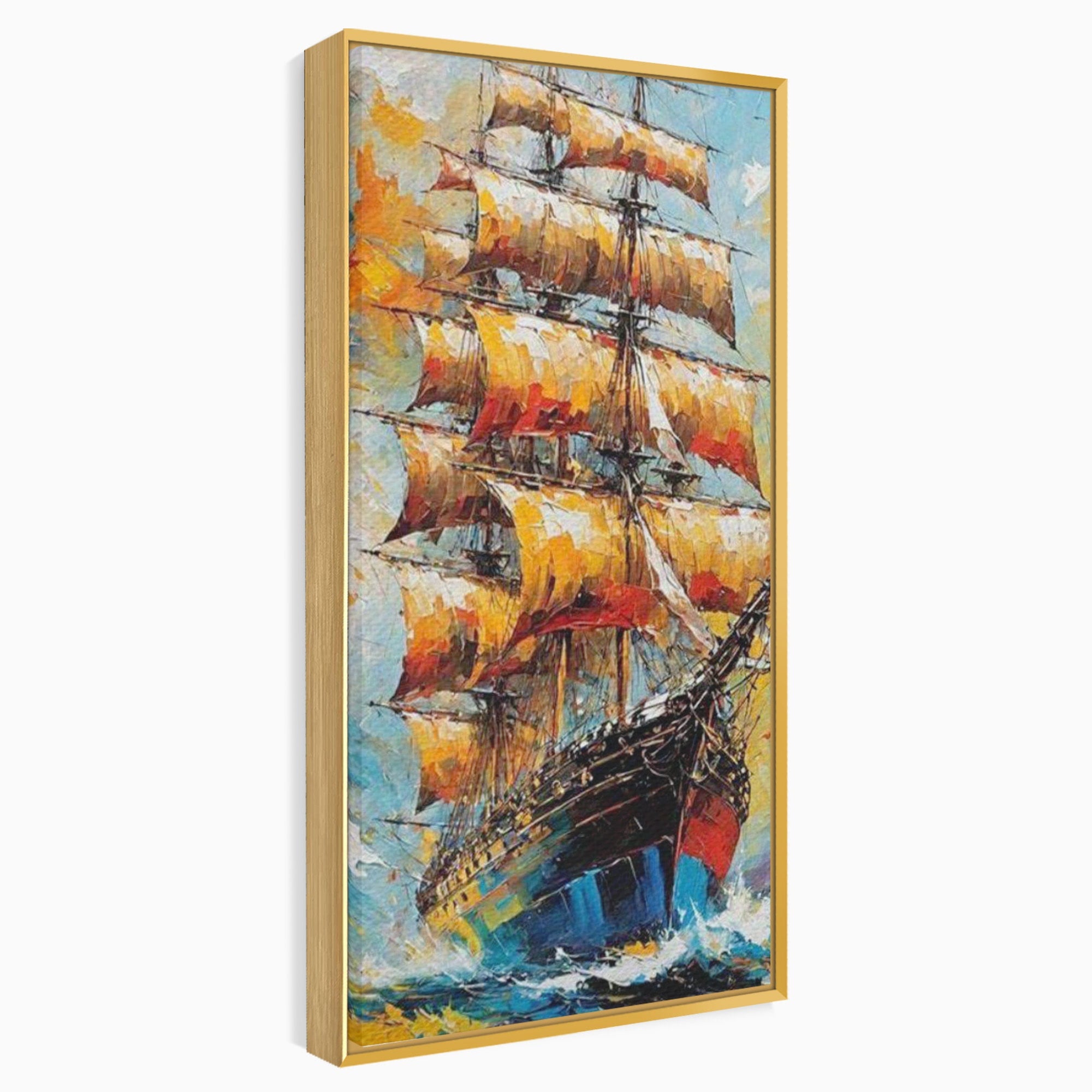 Tablou Canvas Premium LuxCanva® PI1170, Corabie In Vant, Velier, Mare, Ancora, Aventura, Living, Culori Vibrante