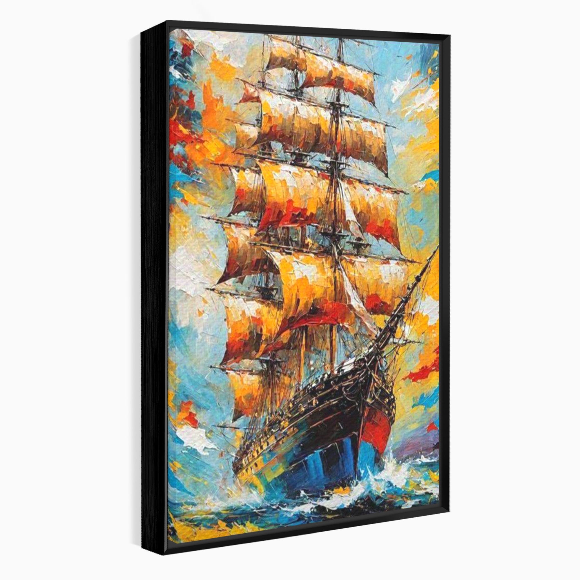 Tablou Canvas Premium LuxCanva® PI1170, Corabie In Vant, Velier, Mare, Ancora, Aventura, Living, Culori Vibrante