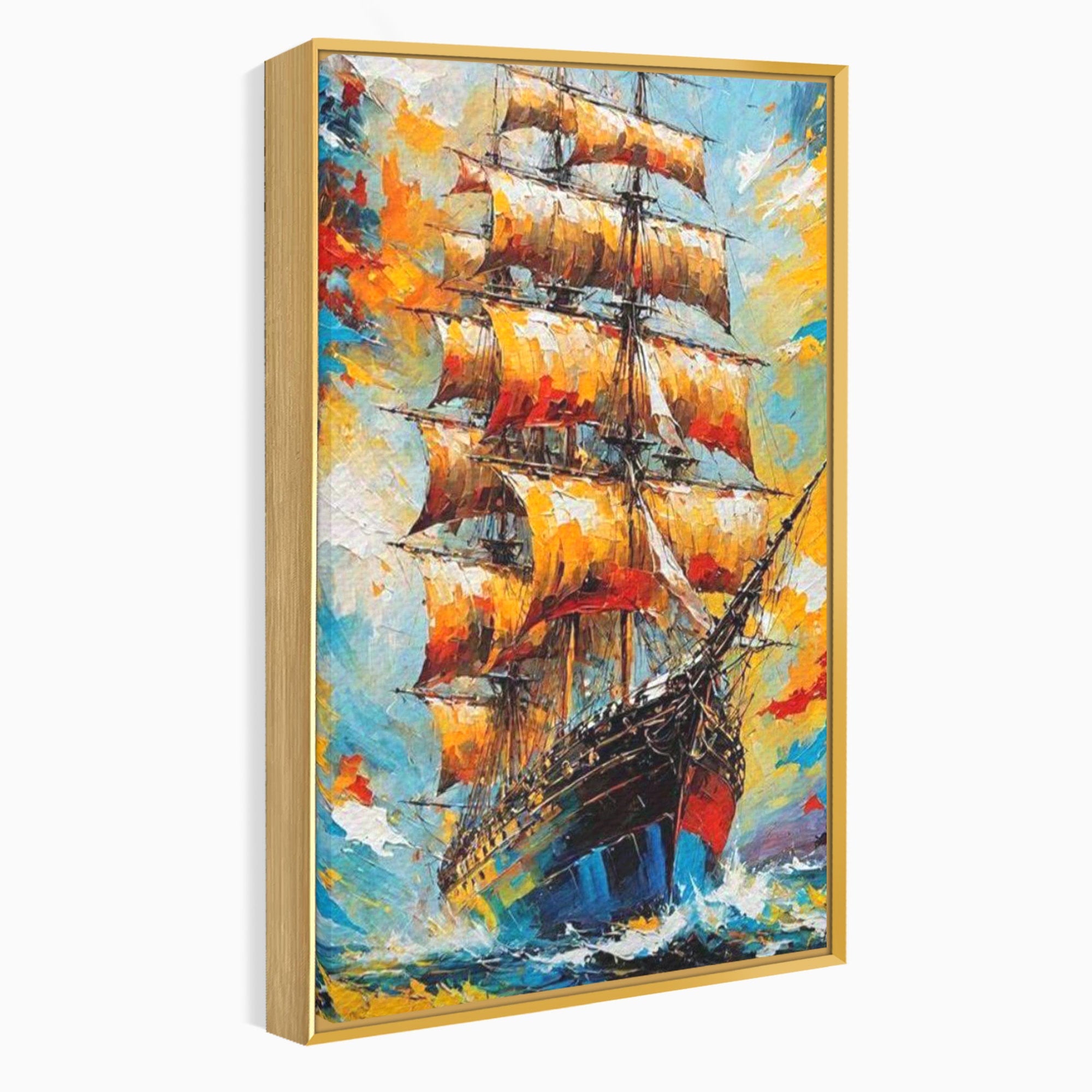 Tablou Canvas Premium LuxCanva® PI1170, Corabie In Vant, Velier, Mare, Ancora, Aventura, Living, Culori Vibrante