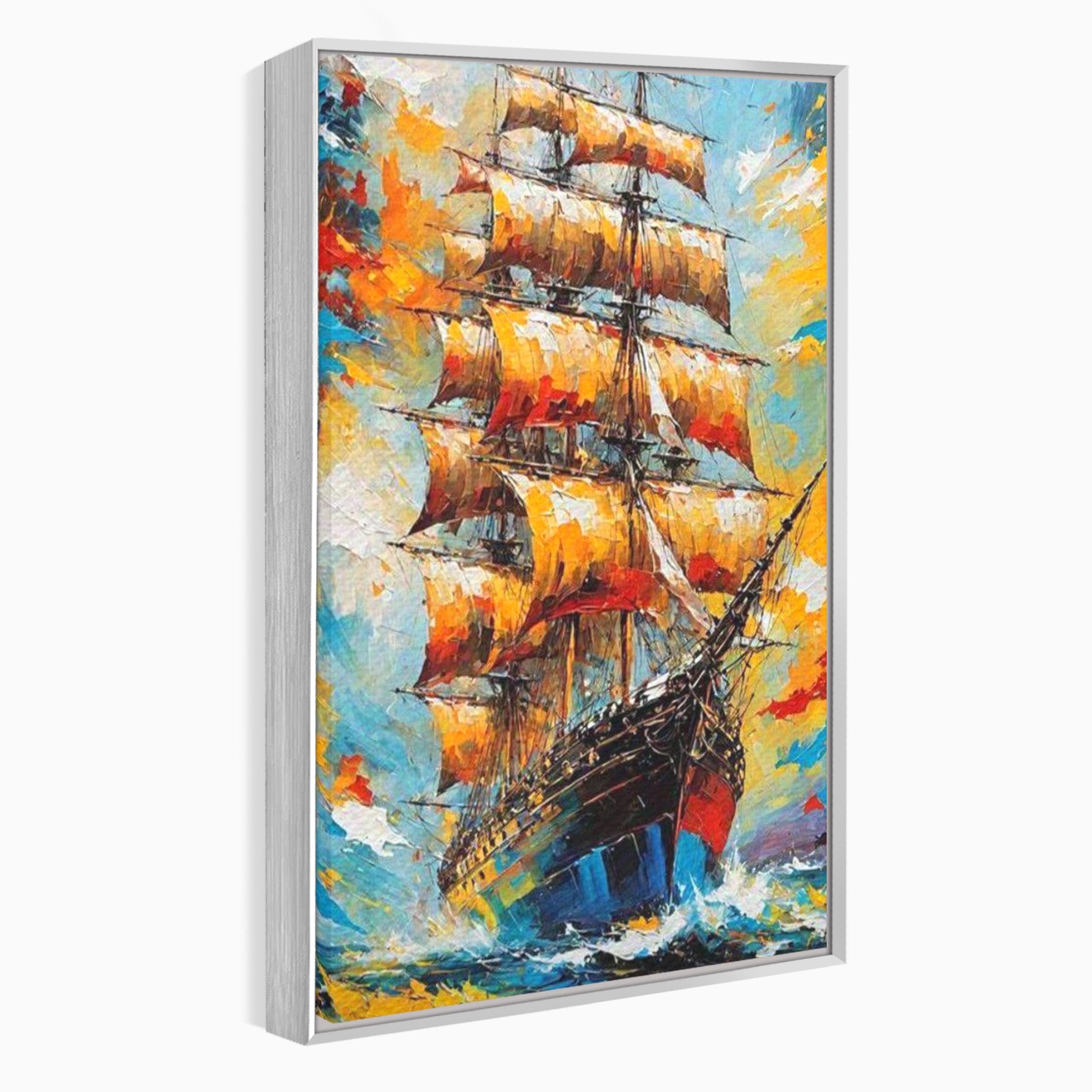 Tablou Canvas Premium LuxCanva® PI1170, Corabie In Vant, Velier, Mare, Ancora, Aventura, Living, Culori Vibrante