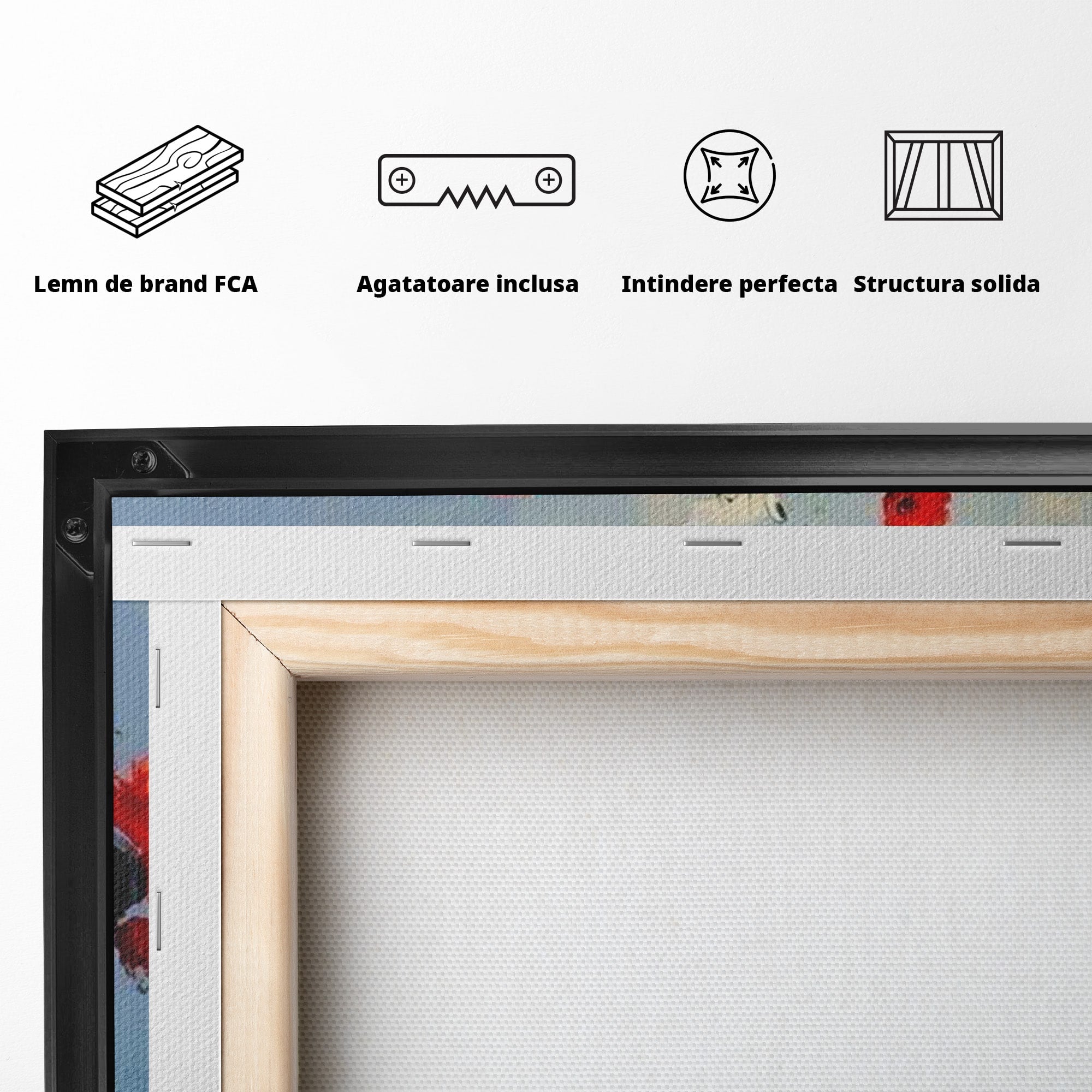 Tablou Canvas Premium LuxCanva® PI1171, Barca Cu Maci, Ambarcatiune, Rosu, Peisaj, Apa, Living, Culori Vibrante