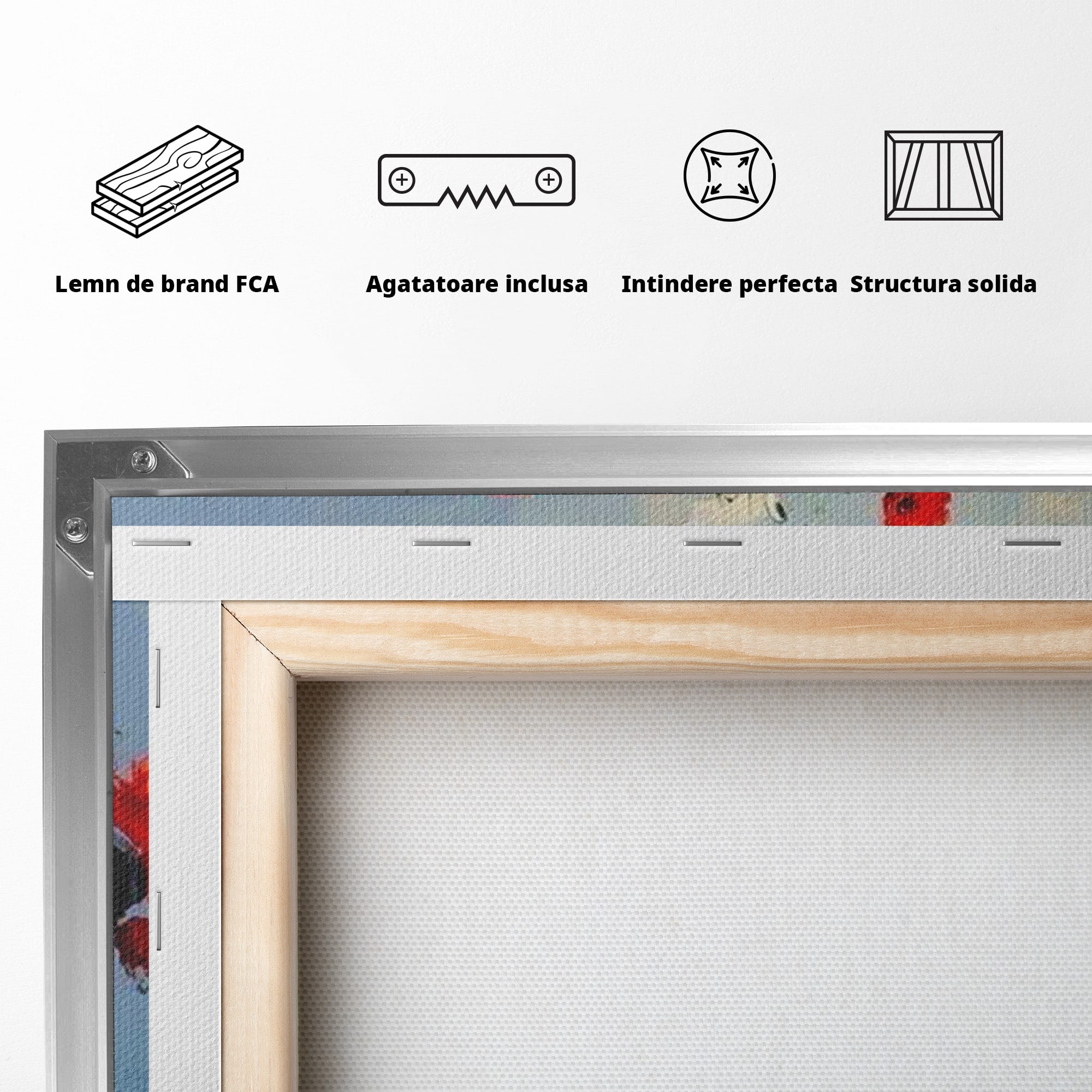Tablou Canvas Premium LuxCanva® PI1171, Barca Cu Maci, Ambarcatiune, Rosu, Peisaj, Apa, Living, Culori Vibrante