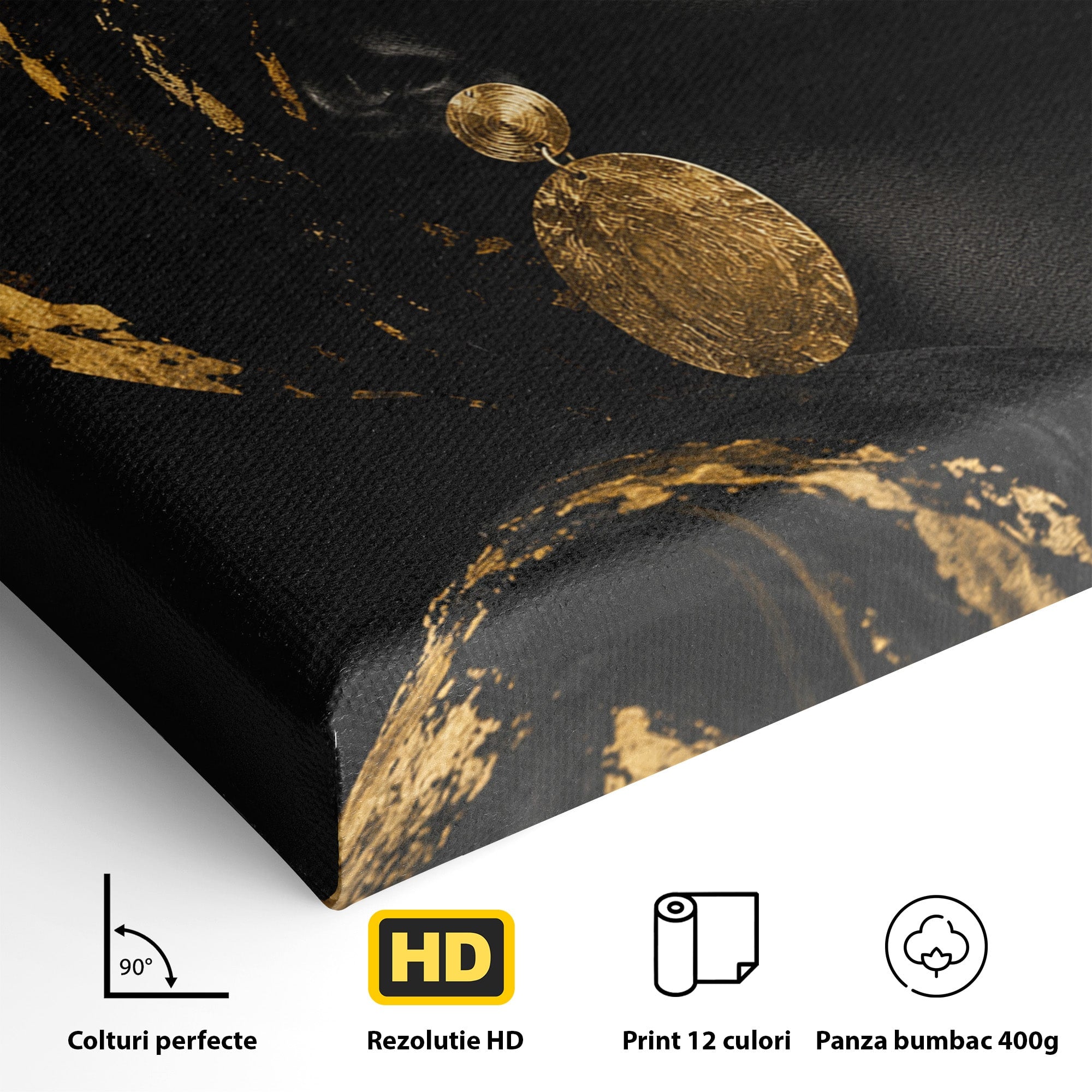 Tablou Canvas Premium LuxCanva® PI1172, Aura De Aur, Portret, Eleganta, Aur, Femeie, Dormitor, Culori Vibrante