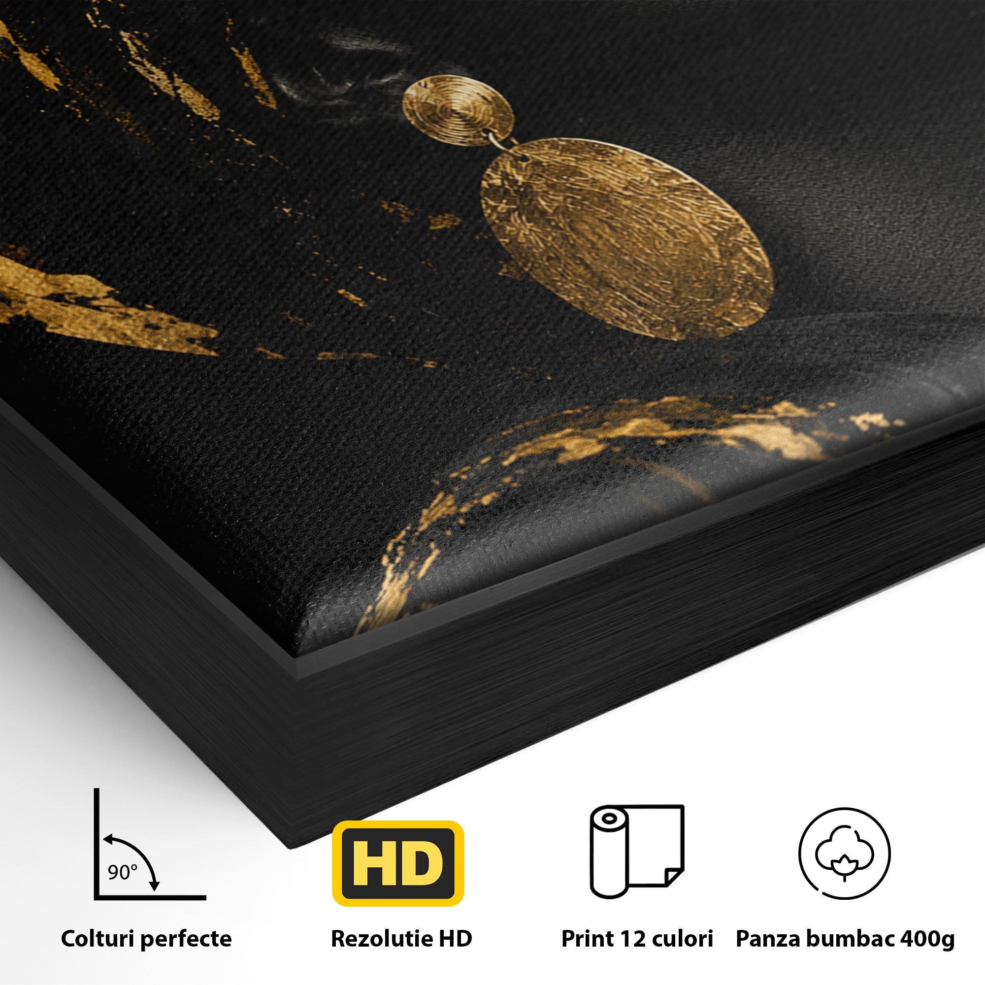 Tablou Canvas Premium LuxCanva® PI1172, Aura De Aur, Portret, Eleganta, Aur, Femeie, Dormitor, Culori Vibrante