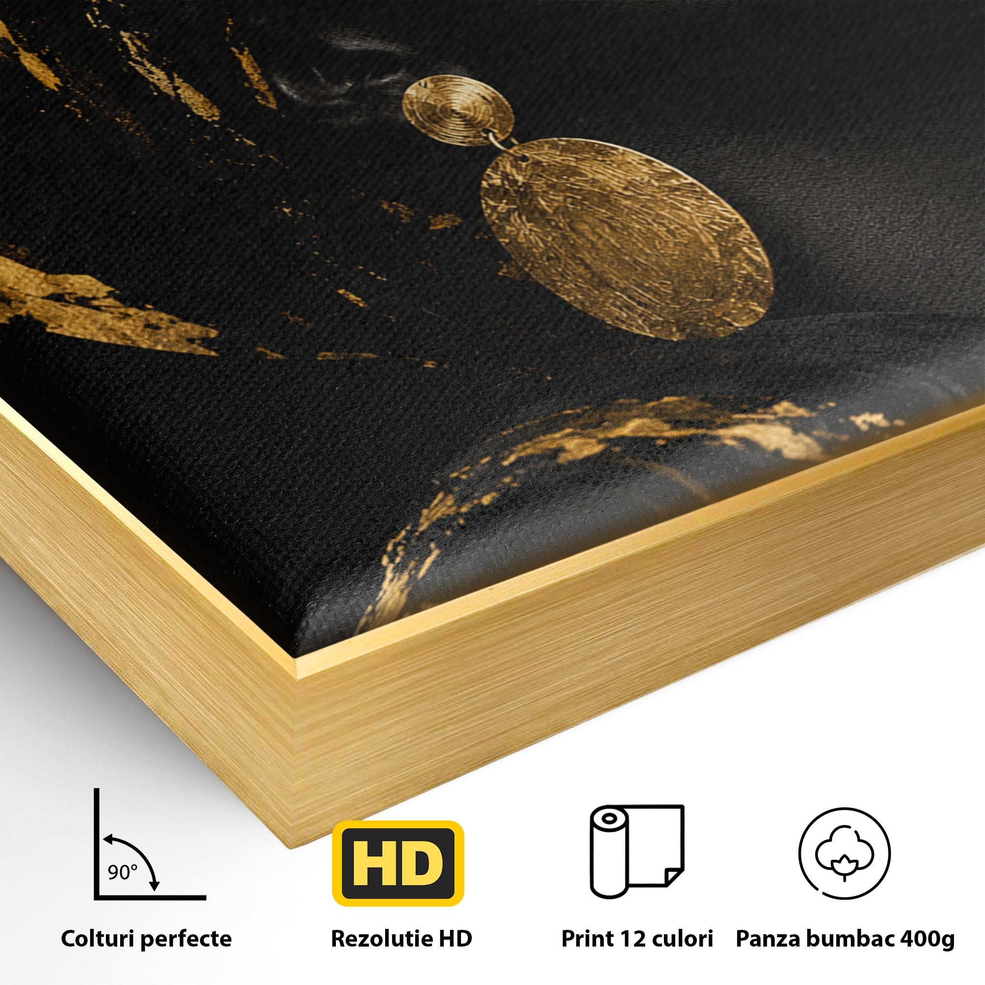 Tablou Canvas Premium LuxCanva® PI1172, Aura De Aur, Portret, Eleganta, Aur, Femeie, Dormitor, Culori Vibrante