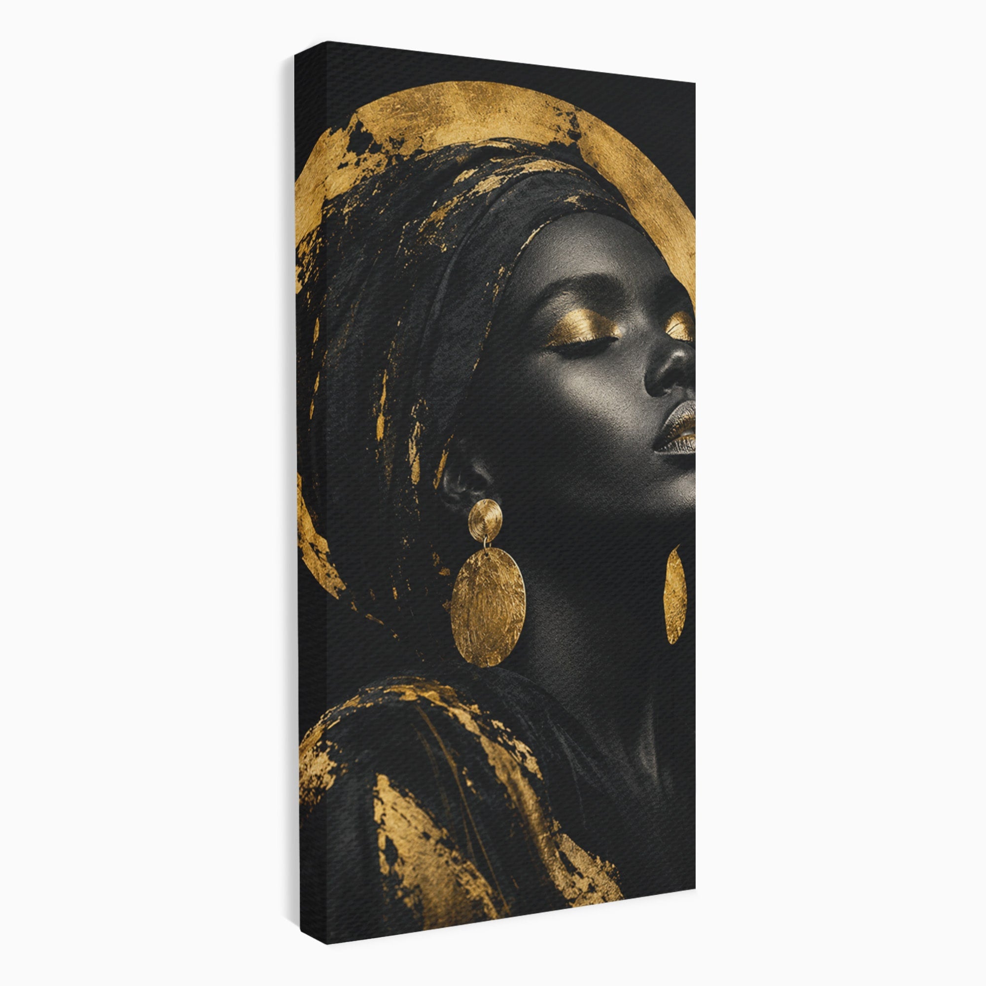 Tablou Canvas Premium LuxCanva® PI1172, Aura De Aur, Portret, Eleganta, Aur, Femeie, Dormitor, Culori Vibrante