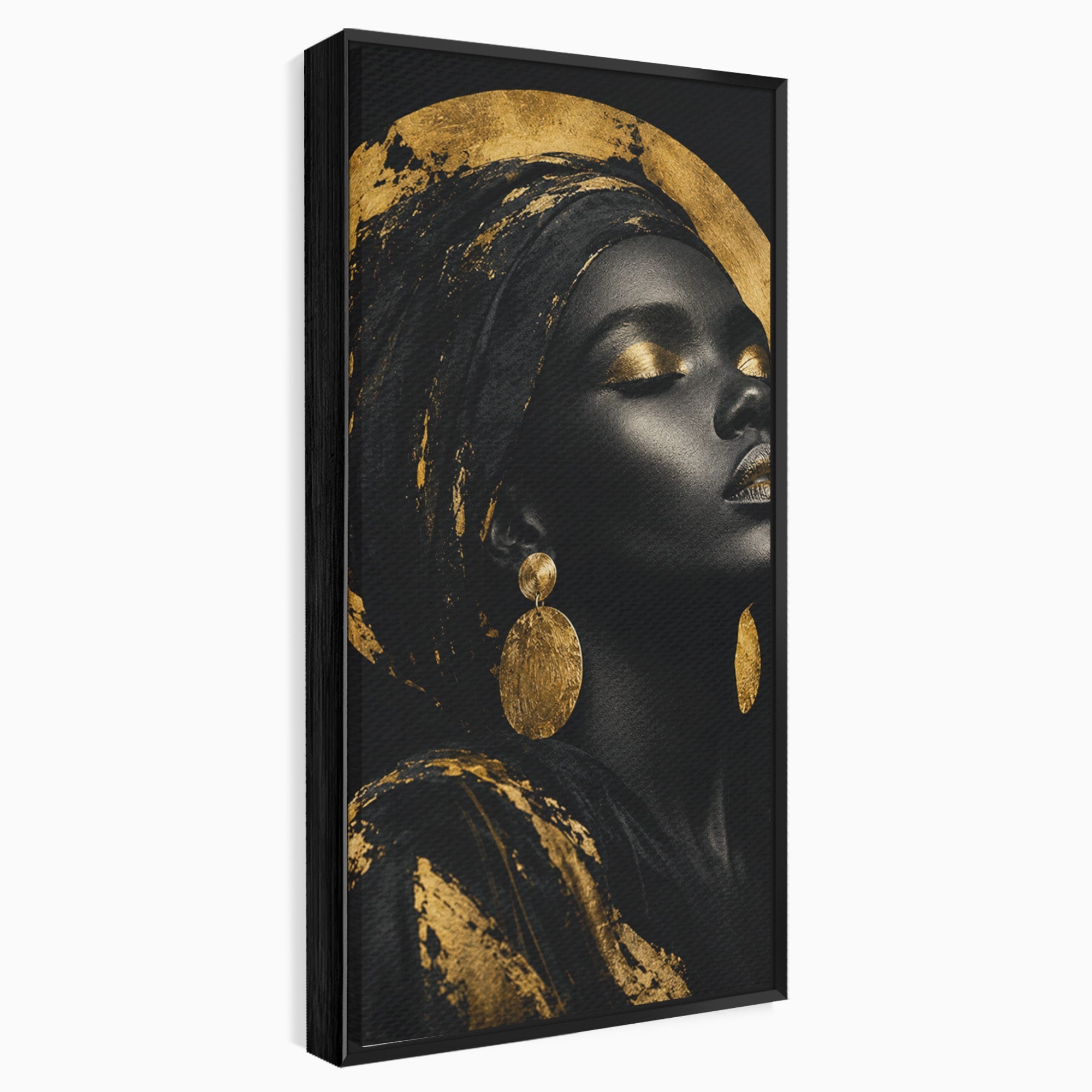 Tablou Canvas Premium LuxCanva® PI1172, Aura De Aur, Portret, Eleganta, Aur, Femeie, Dormitor, Culori Vibrante