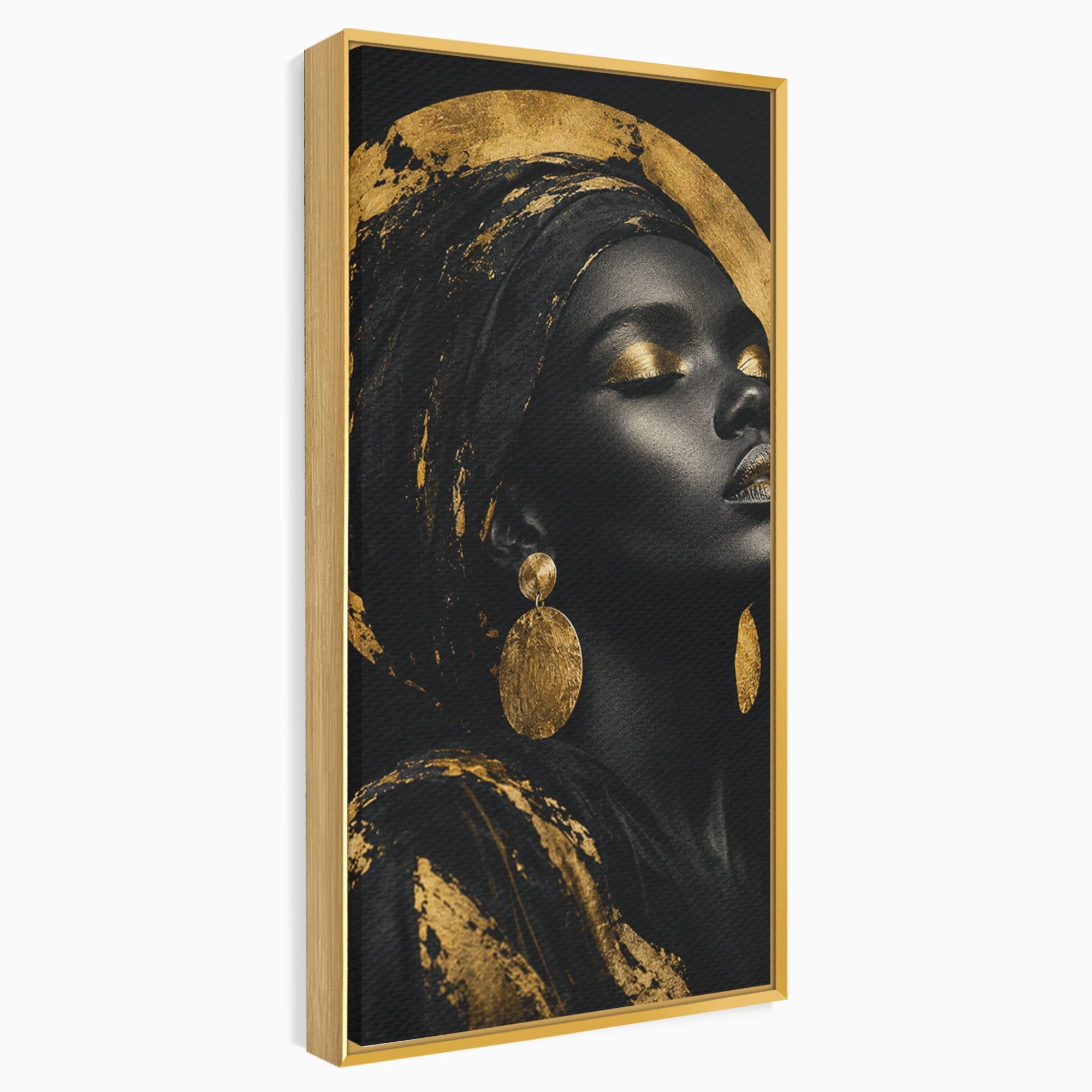 Tablou Canvas Premium LuxCanva® PI1172, Aura De Aur, Portret, Eleganta, Aur, Femeie, Dormitor, Culori Vibrante