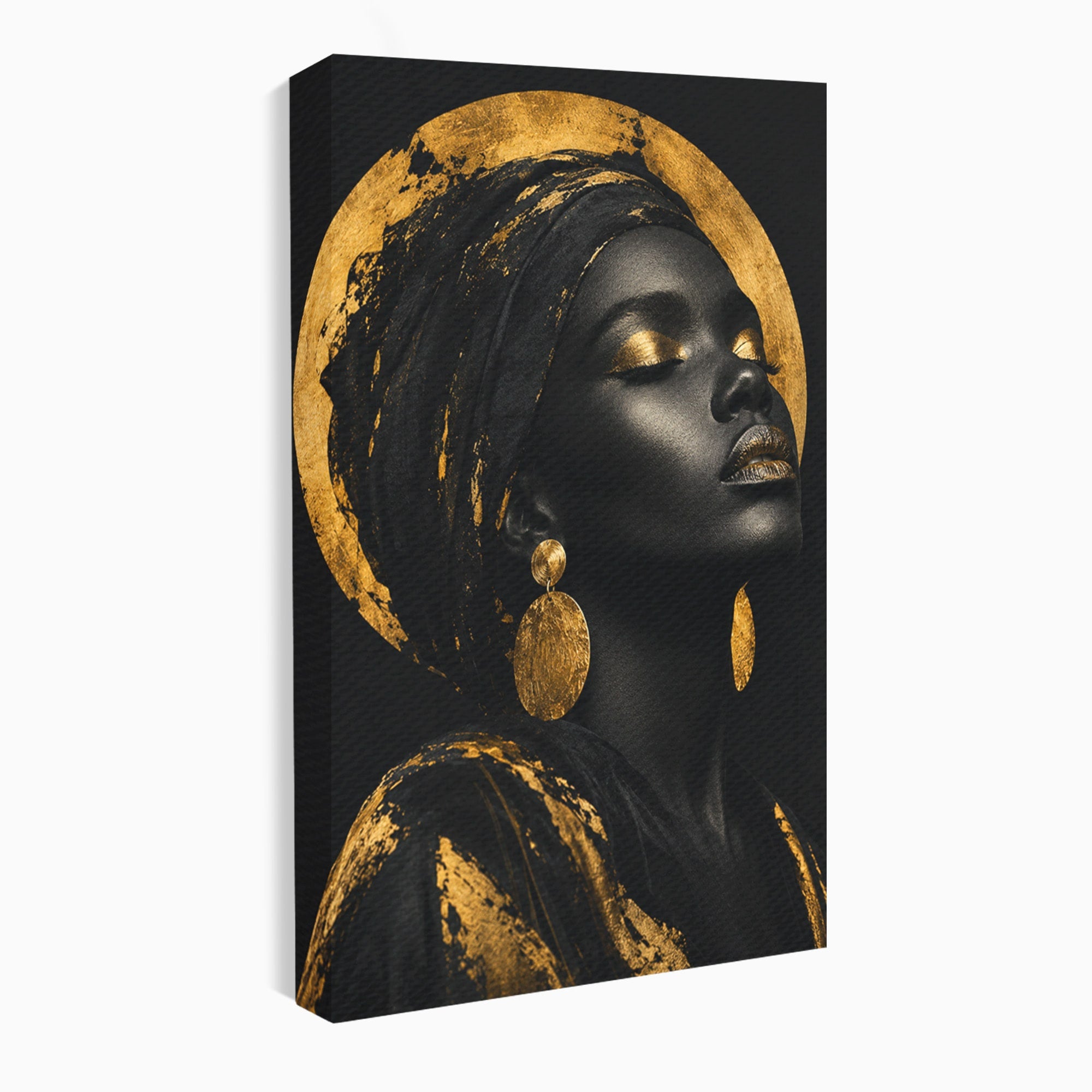 Tablou Canvas Premium LuxCanva® PI1172, Aura De Aur, Portret, Eleganta, Aur, Femeie, Dormitor, Culori Vibrante