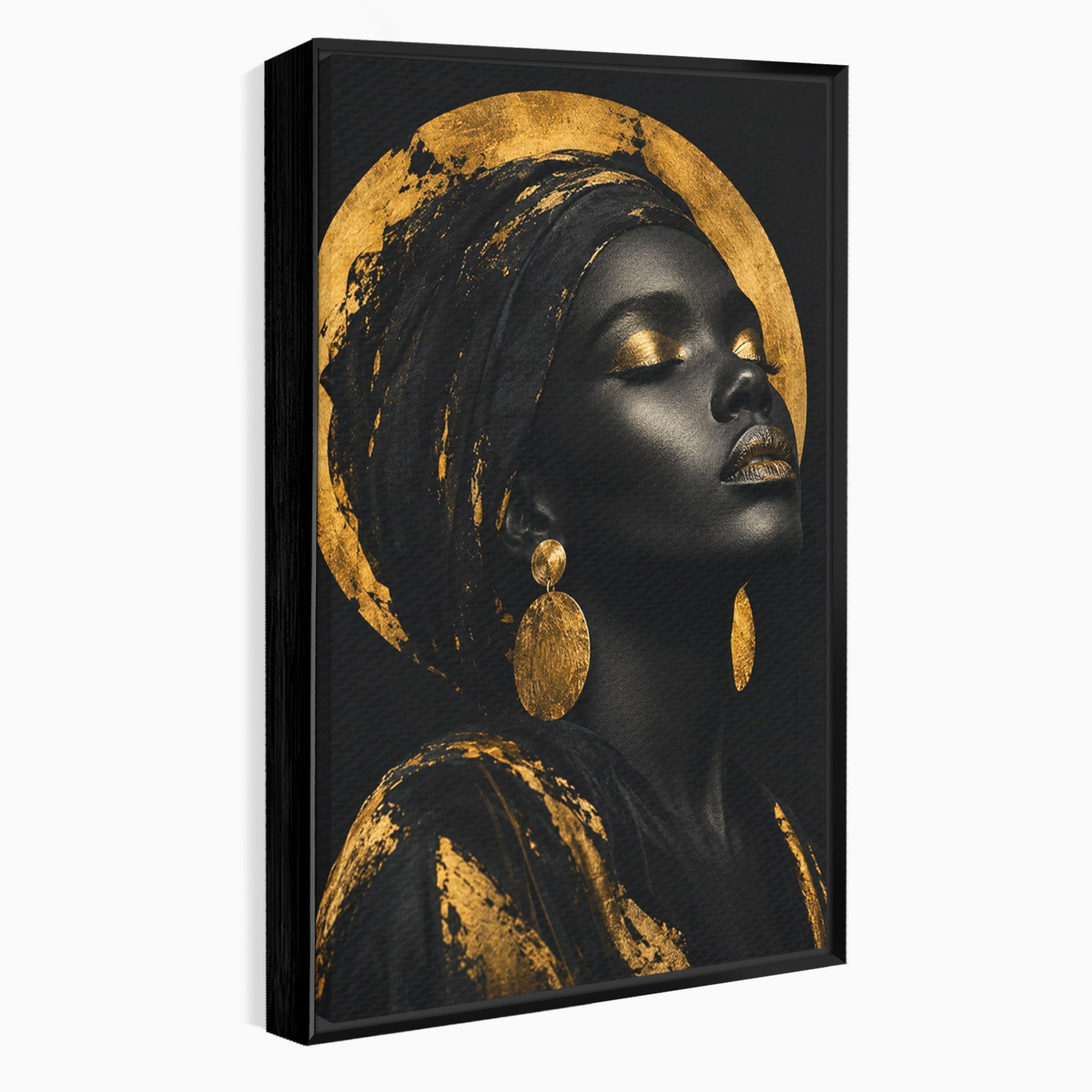 Tablou Canvas Premium LuxCanva® PI1172, Aura De Aur, Portret, Eleganta, Aur, Femeie, Dormitor, Culori Vibrante