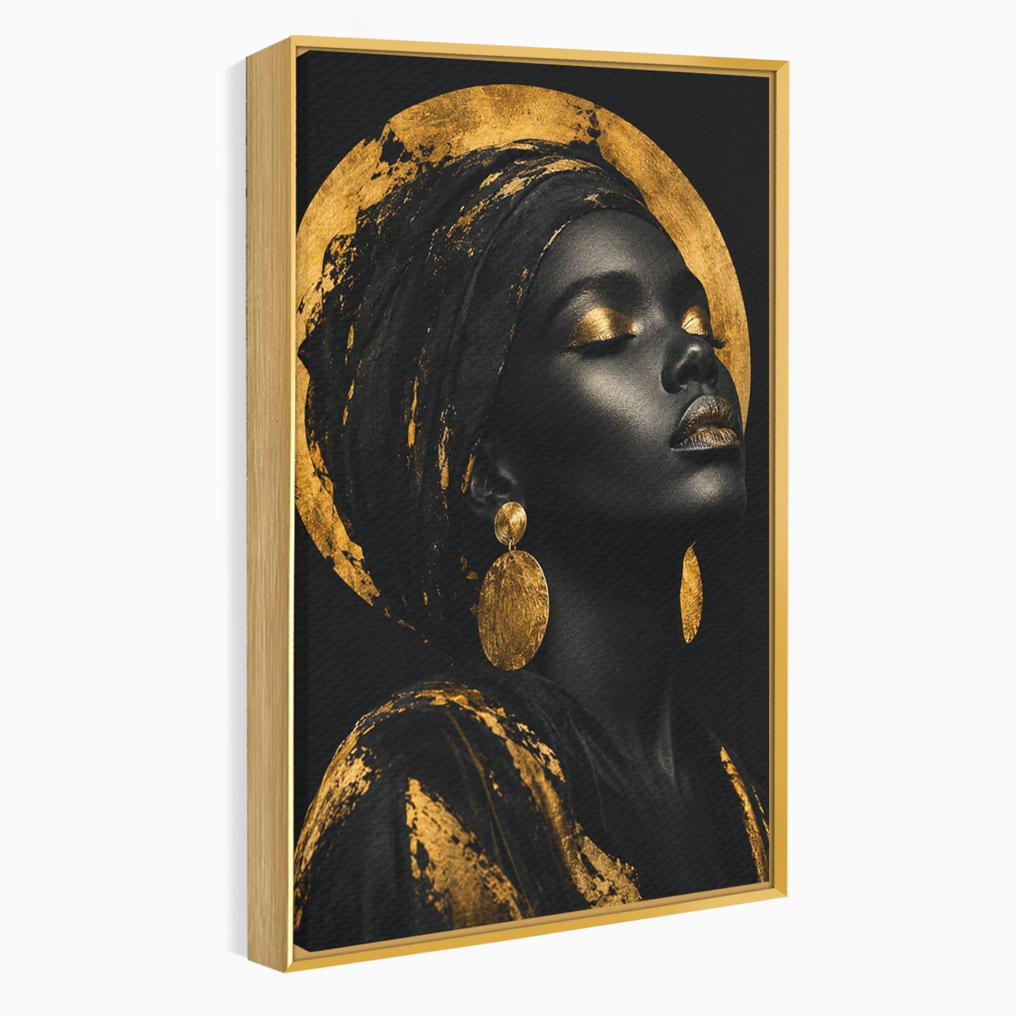 Tablou Canvas Premium LuxCanva® PI1172, Aura De Aur, Portret, Eleganta, Aur, Femeie, Dormitor, Culori Vibrante