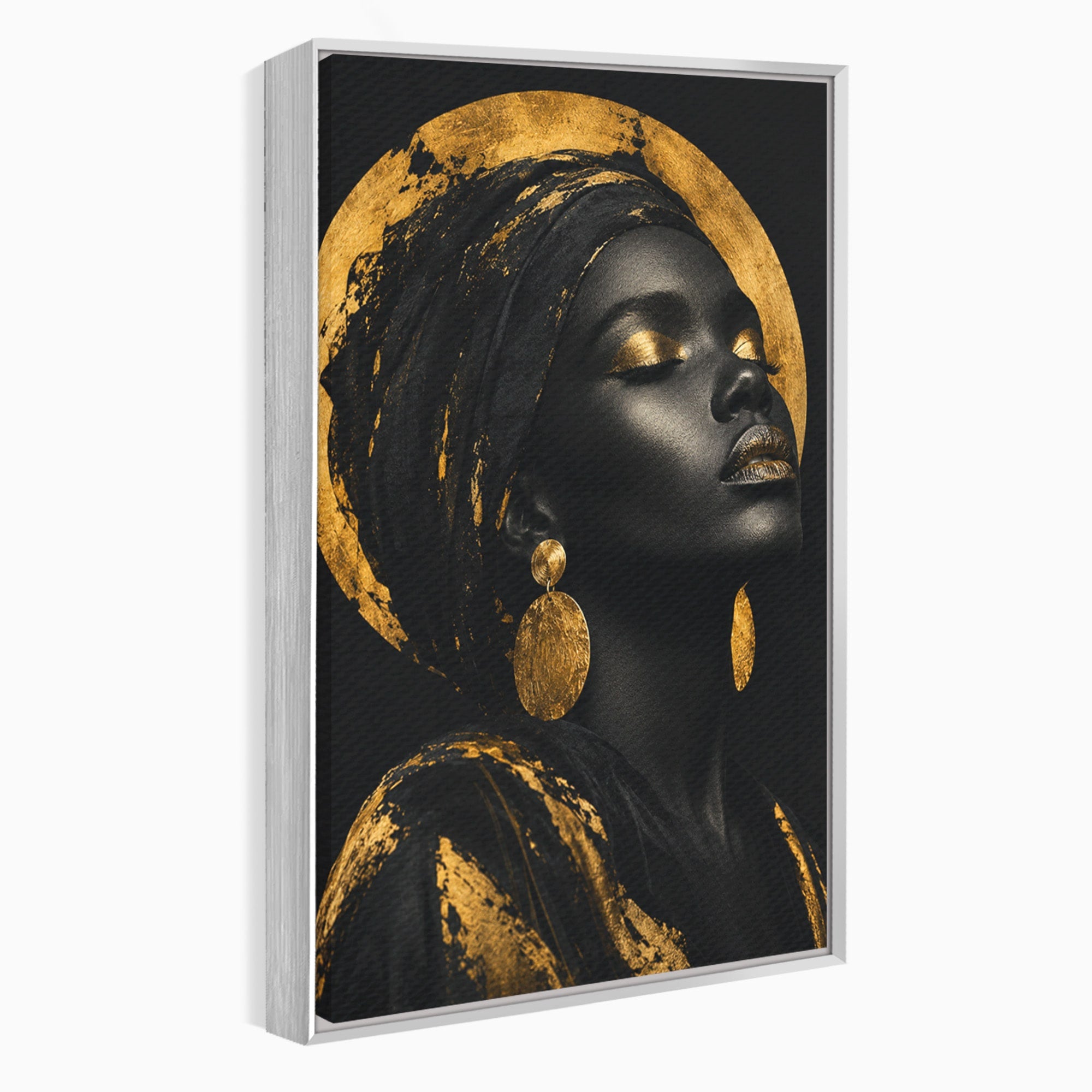 Tablou Canvas Premium LuxCanva® PI1172, Aura De Aur, Portret, Eleganta, Aur, Femeie, Dormitor, Culori Vibrante