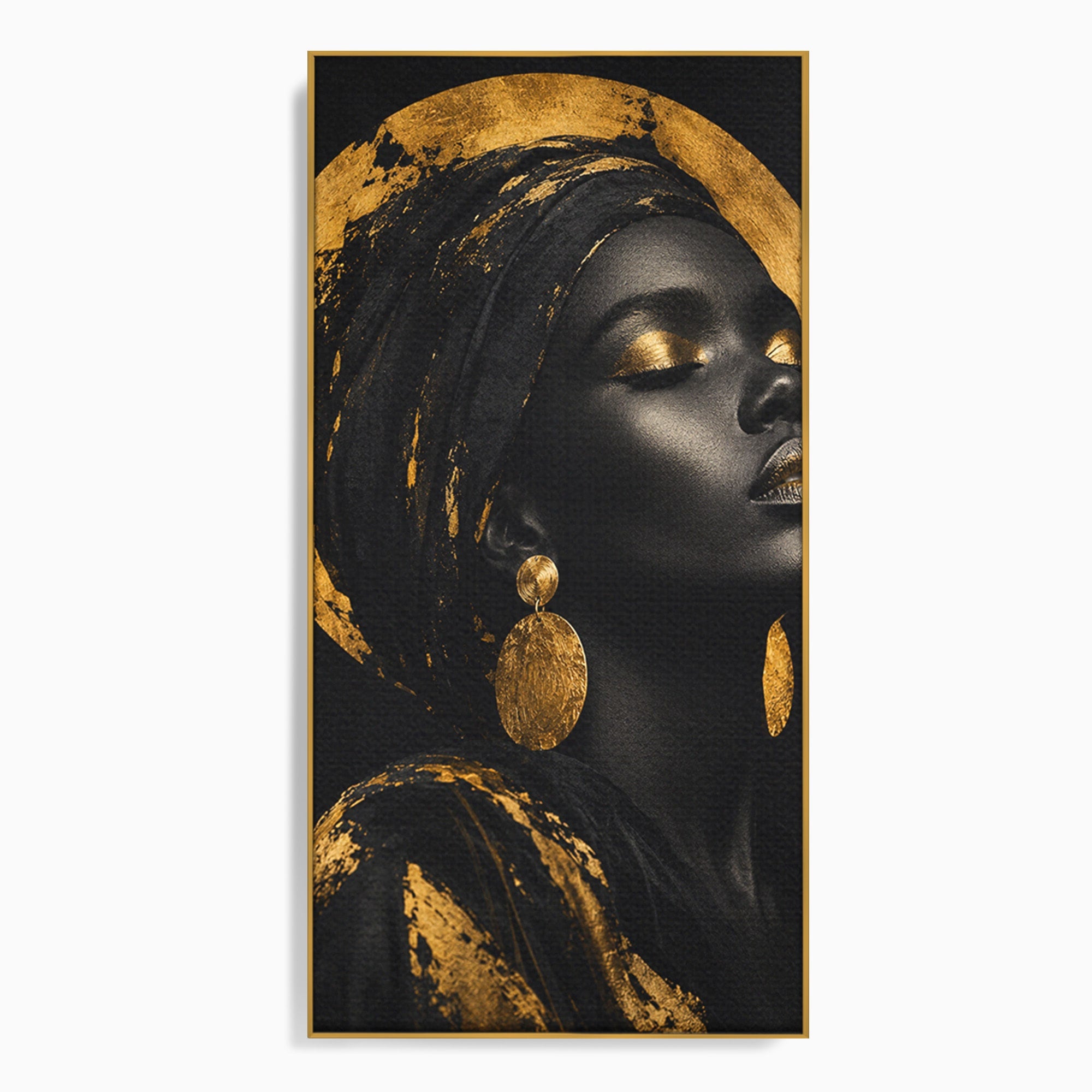 Tablou Canvas Premium LuxCanva® PI1172, Aura De Aur, Portret, Eleganta, Aur, Femeie, Dormitor, Culori Vibrante