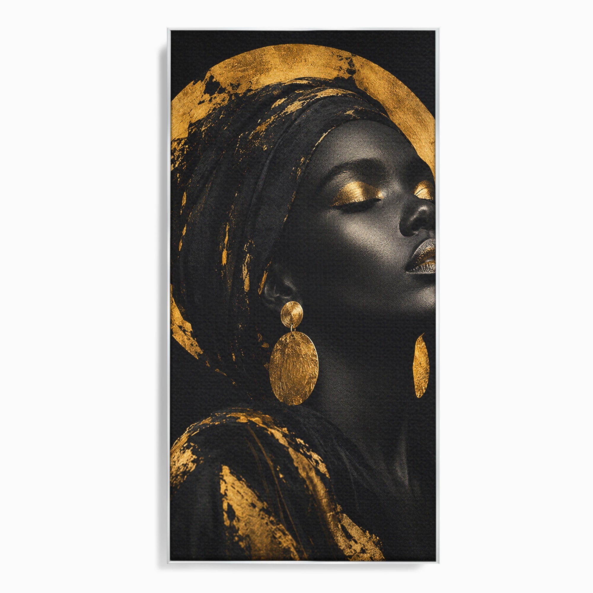 Tablou Canvas Premium LuxCanva® PI1172, Aura De Aur, Portret, Eleganta, Aur, Femeie, Dormitor, Culori Vibrante