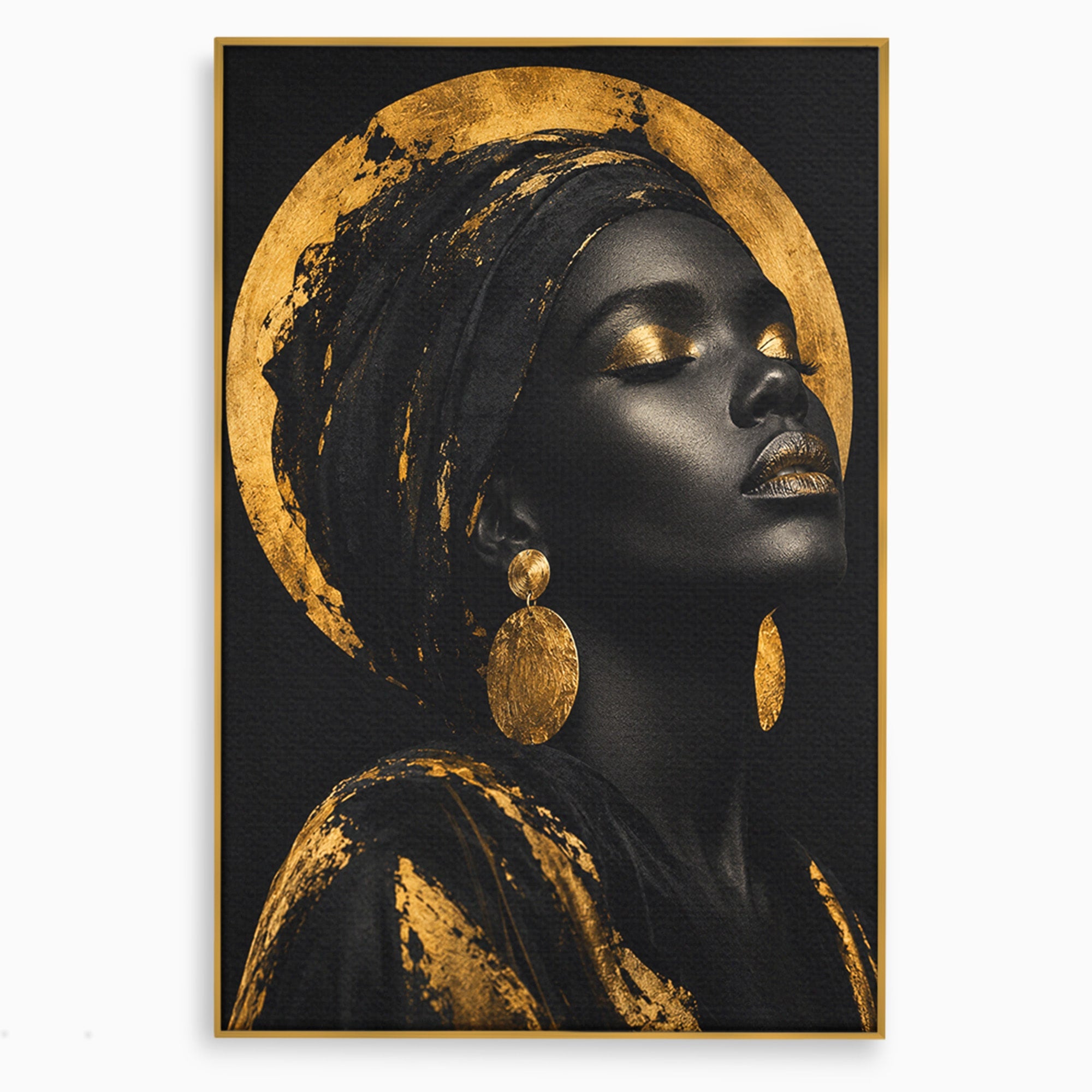 Tablou Canvas Premium LuxCanva® PI1172, Aura De Aur, Portret, Eleganta, Aur, Femeie, Dormitor, Culori Vibrante