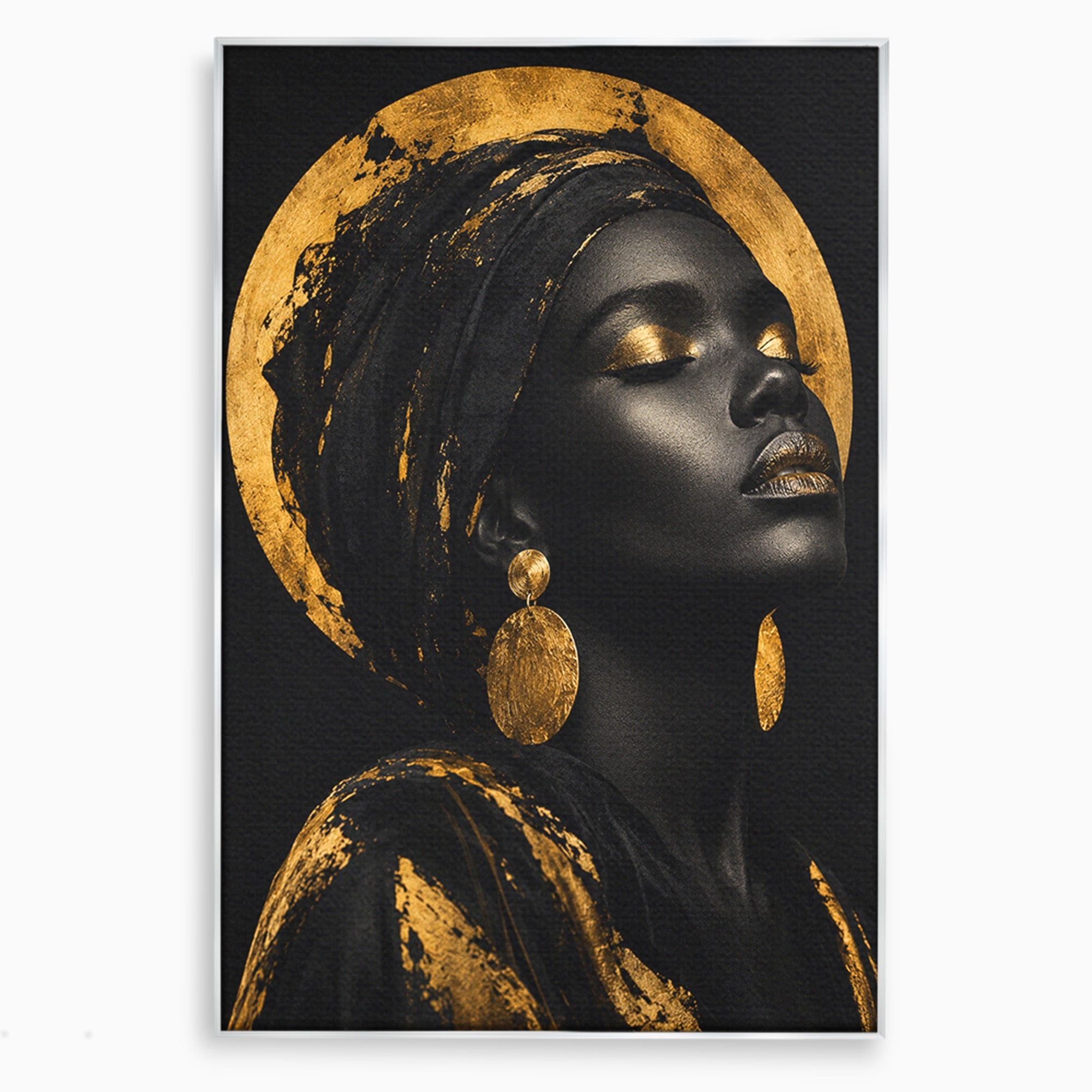 Tablou Canvas Premium LuxCanva® PI1172, Aura De Aur, Portret, Eleganta, Aur, Femeie, Dormitor, Culori Vibrante