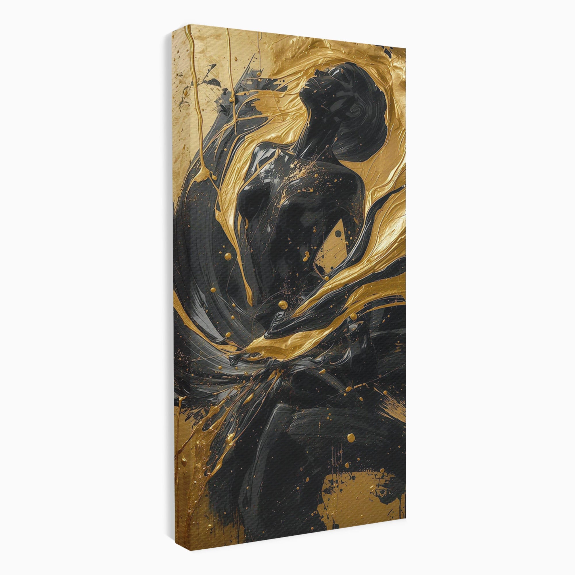Tablou Canvas Premium LuxCanva® PI1173, Silueta Aurie, Podium, Abstract, Arta Moderna, Eleganta, Living, Culori Vibrante