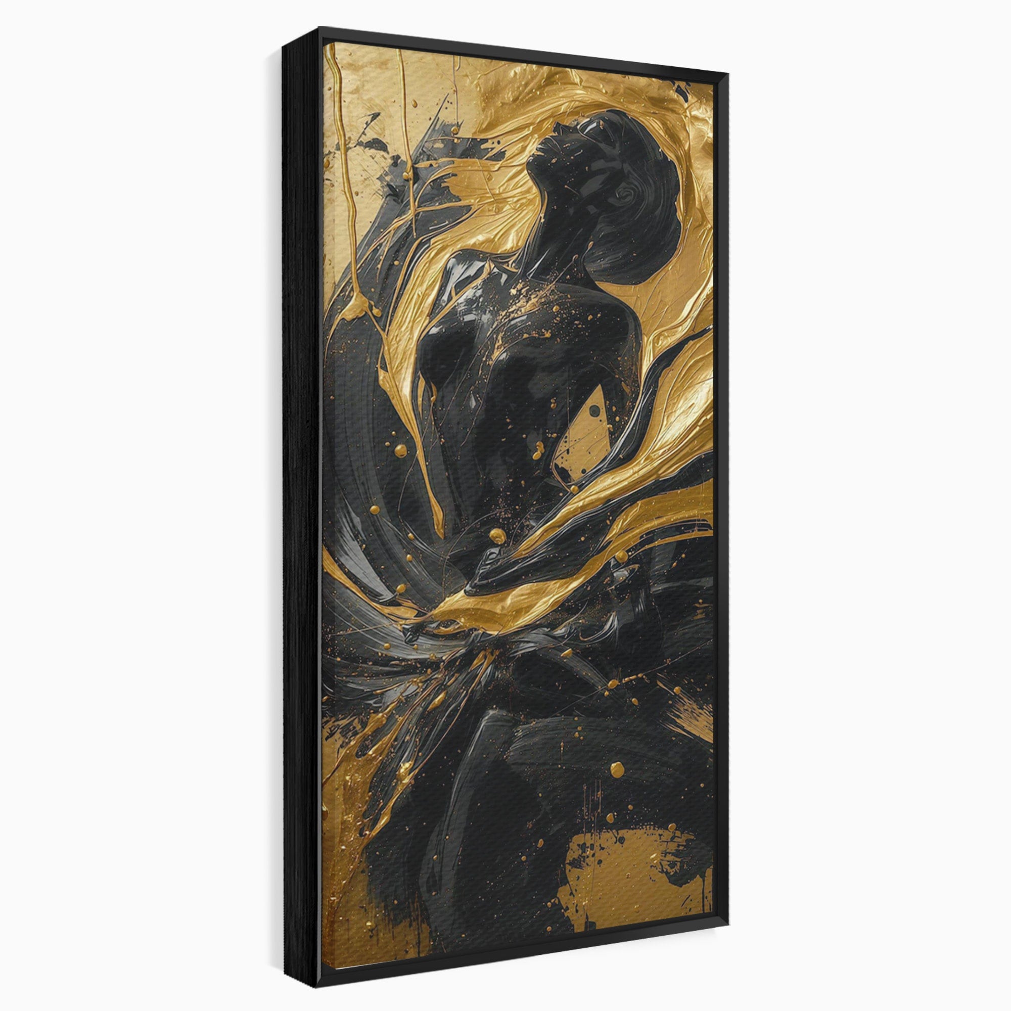 Tablou Canvas Premium LuxCanva® PI1173, Silueta Aurie, Podium, Abstract, Arta Moderna, Eleganta, Living, Culori Vibrante