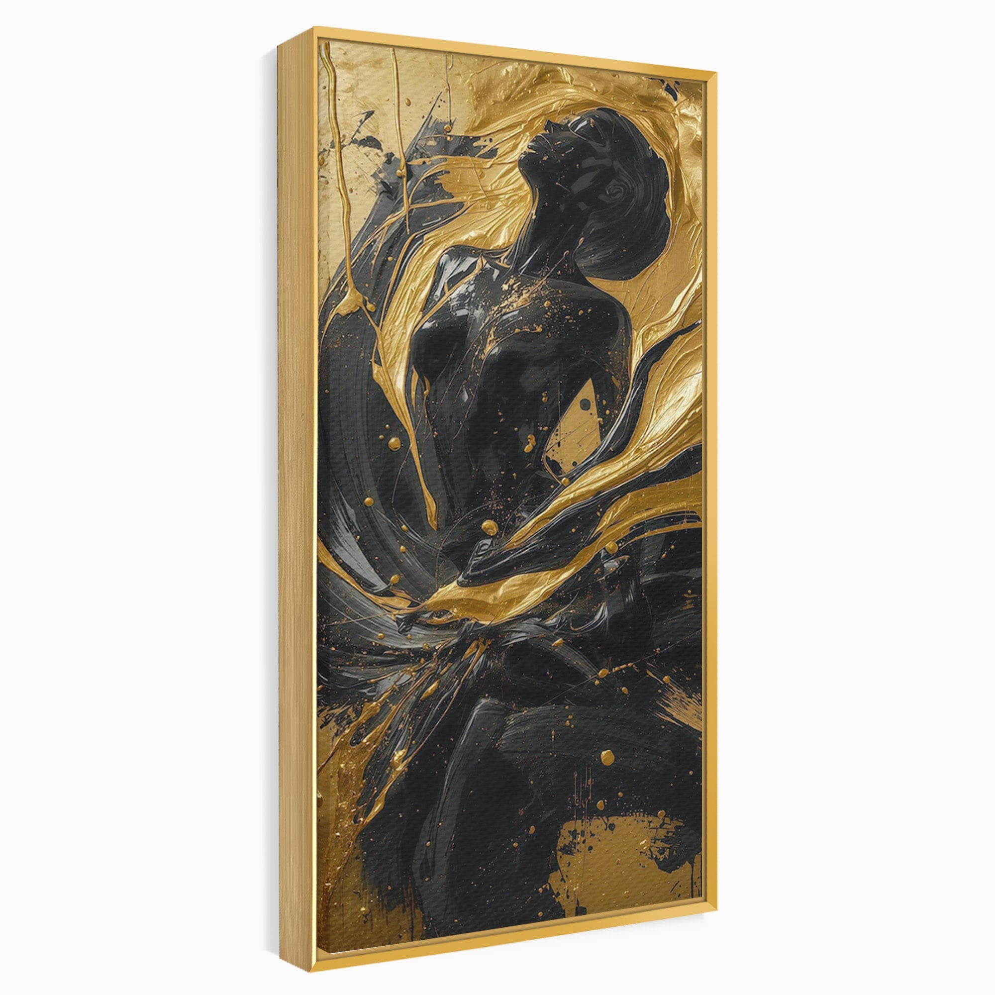 Tablou Canvas Premium LuxCanva® PI1173, Silueta Aurie, Podium, Abstract, Arta Moderna, Eleganta, Living, Culori Vibrante