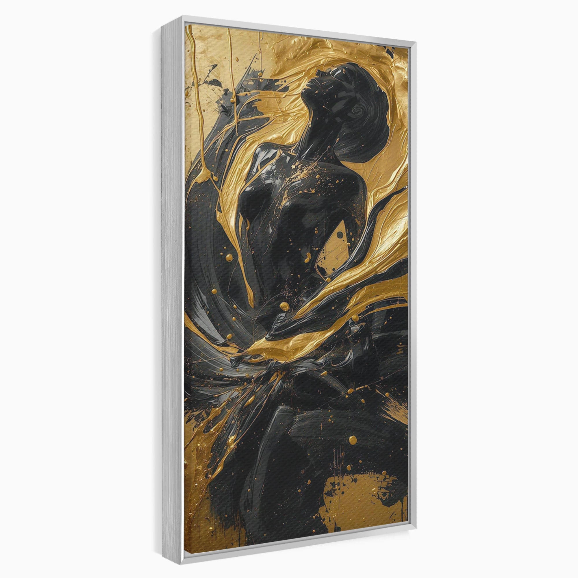 Tablou Canvas Premium LuxCanva® PI1173, Silueta Aurie, Podium, Abstract, Arta Moderna, Eleganta, Living, Culori Vibrante