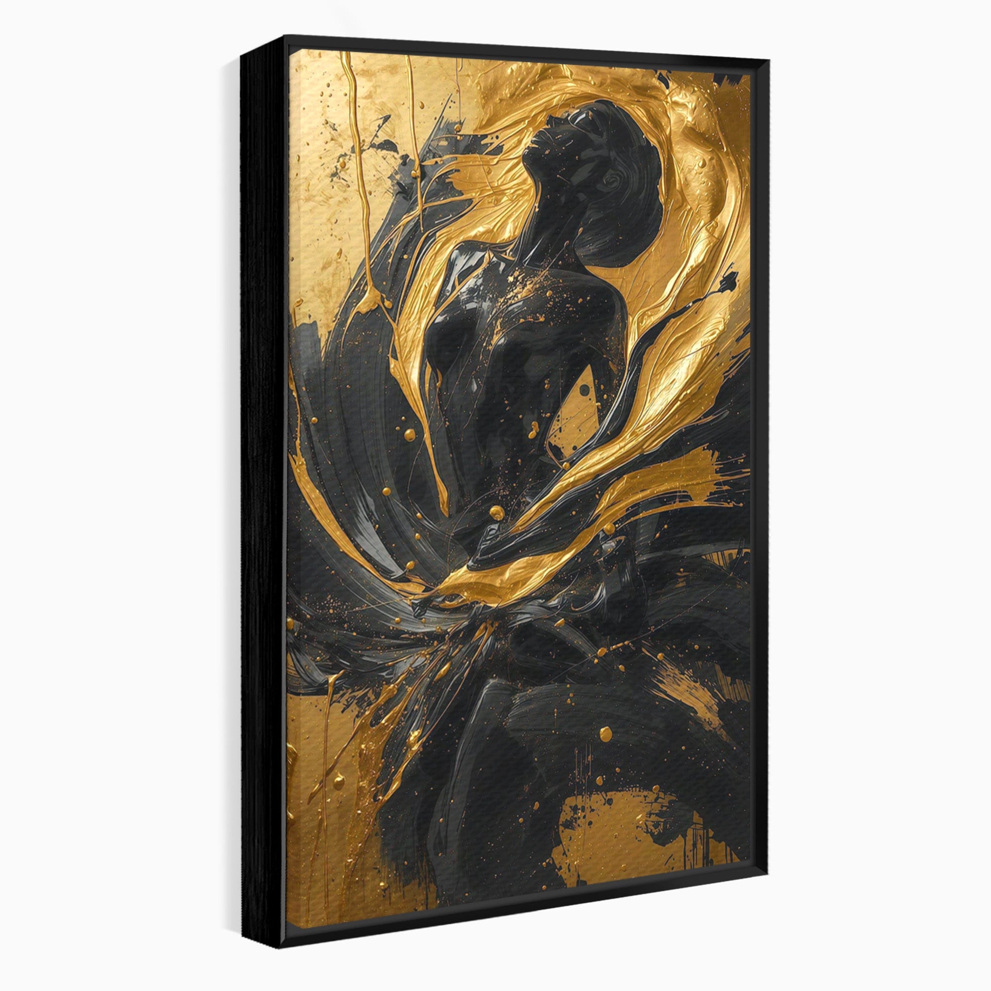 Tablou Canvas Premium LuxCanva® PI1173, Silueta Aurie, Podium, Abstract, Arta Moderna, Eleganta, Living, Culori Vibrante