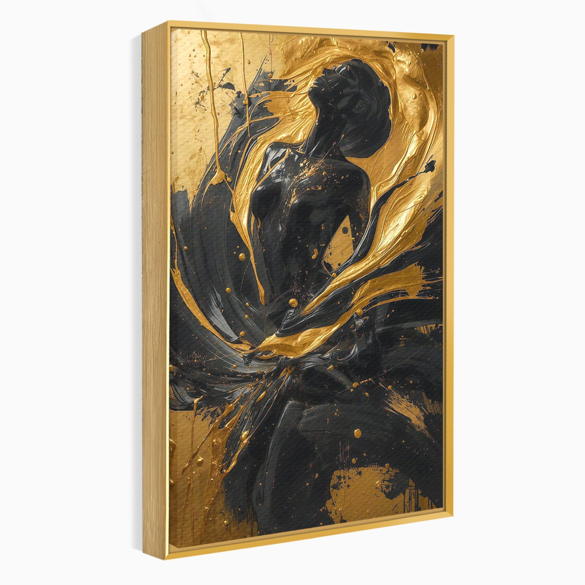 Tablou Canvas Premium LuxCanva® PI1173, Silueta Aurie, Podium, Abstract, Arta Moderna, Eleganta, Living, Culori Vibrante
