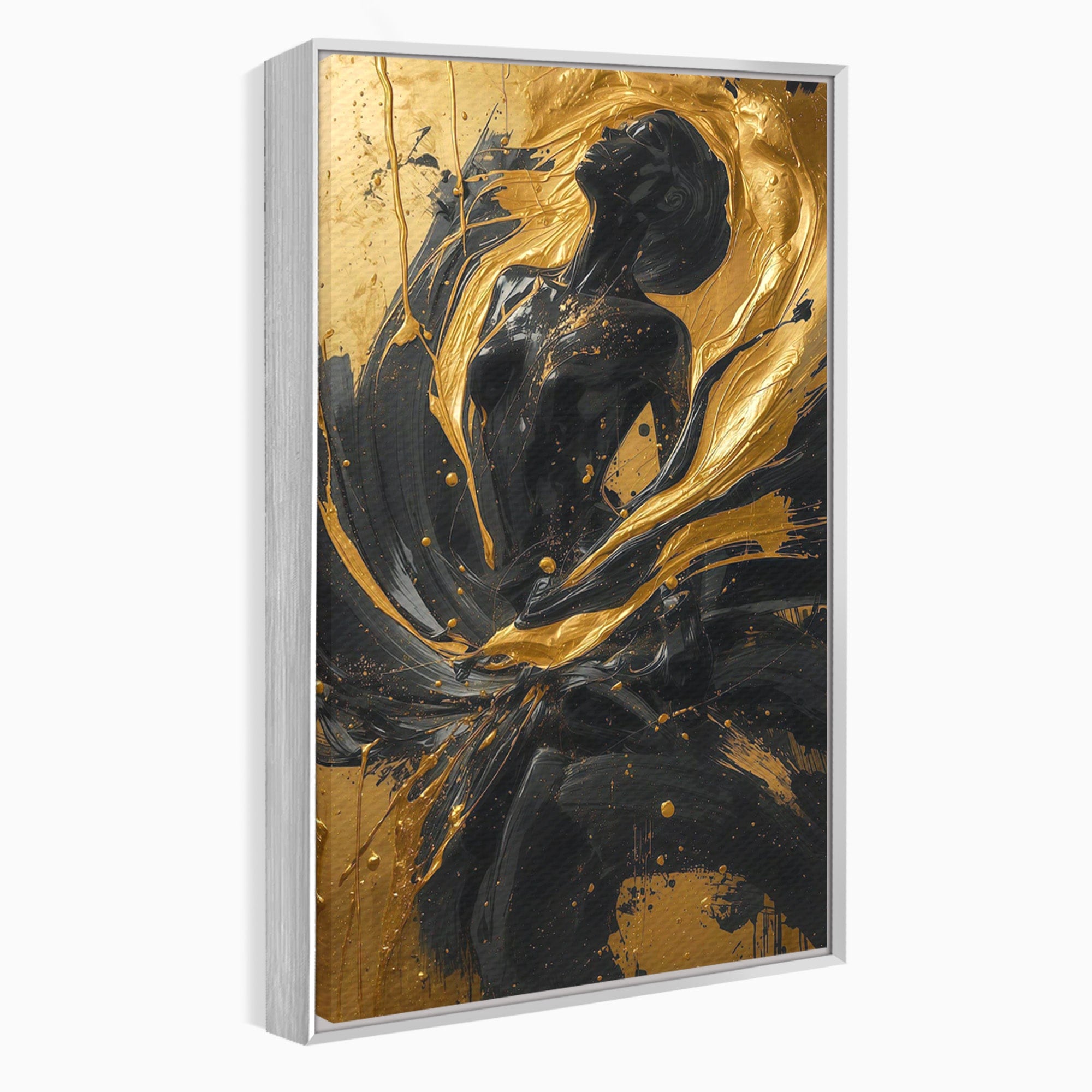 Tablou Canvas Premium LuxCanva® PI1173, Silueta Aurie, Podium, Abstract, Arta Moderna, Eleganta, Living, Culori Vibrante