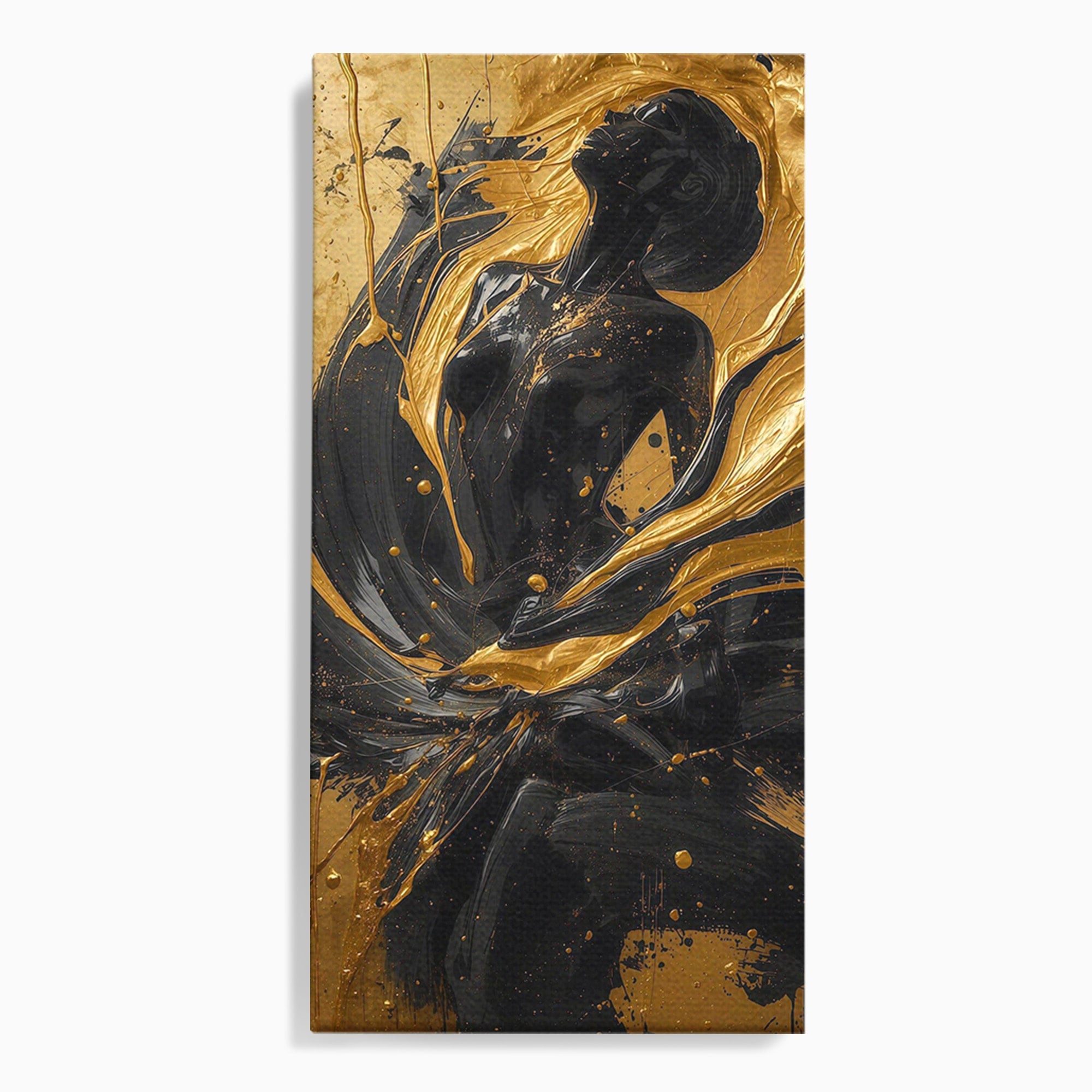 Tablou Canvas Premium LuxCanva® PI1173, Silueta Aurie, Podium, Abstract, Arta Moderna, Eleganta, Living, Culori Vibrante
