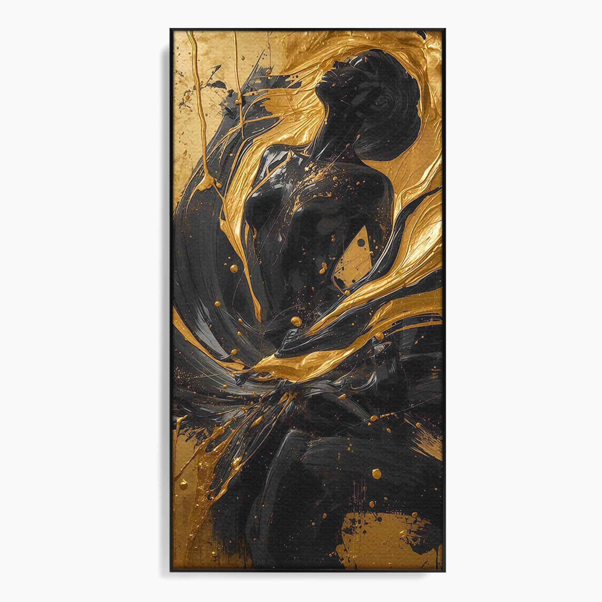 Tablou Canvas Premium LuxCanva® PI1173, Silueta Aurie, Podium, Abstract, Arta Moderna, Eleganta, Living, Culori Vibrante