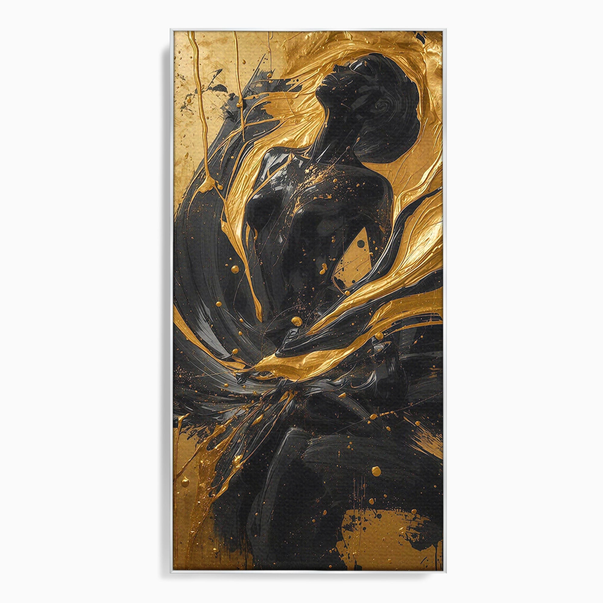 Tablou Canvas Premium LuxCanva® PI1173, Silueta Aurie, Podium, Abstract, Arta Moderna, Eleganta, Living, Culori Vibrante