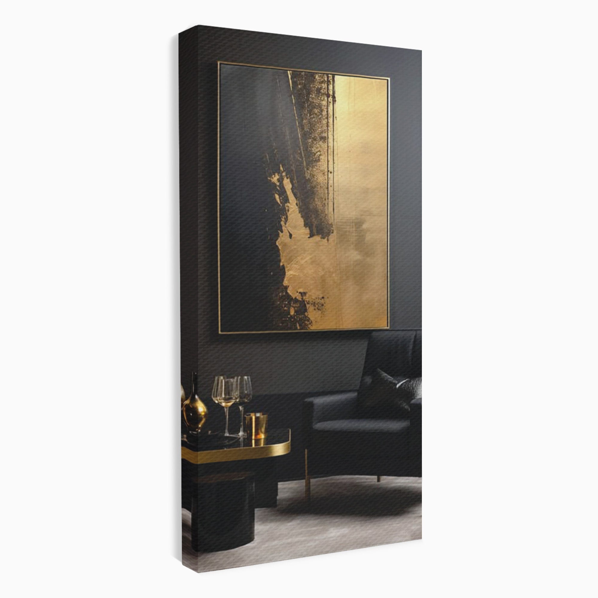 Tablou Canvas Premium LuxCanva® PI1174, Auriu Abstract, Decor, Gold, Negru, Modern, Living, Culori Vibrante