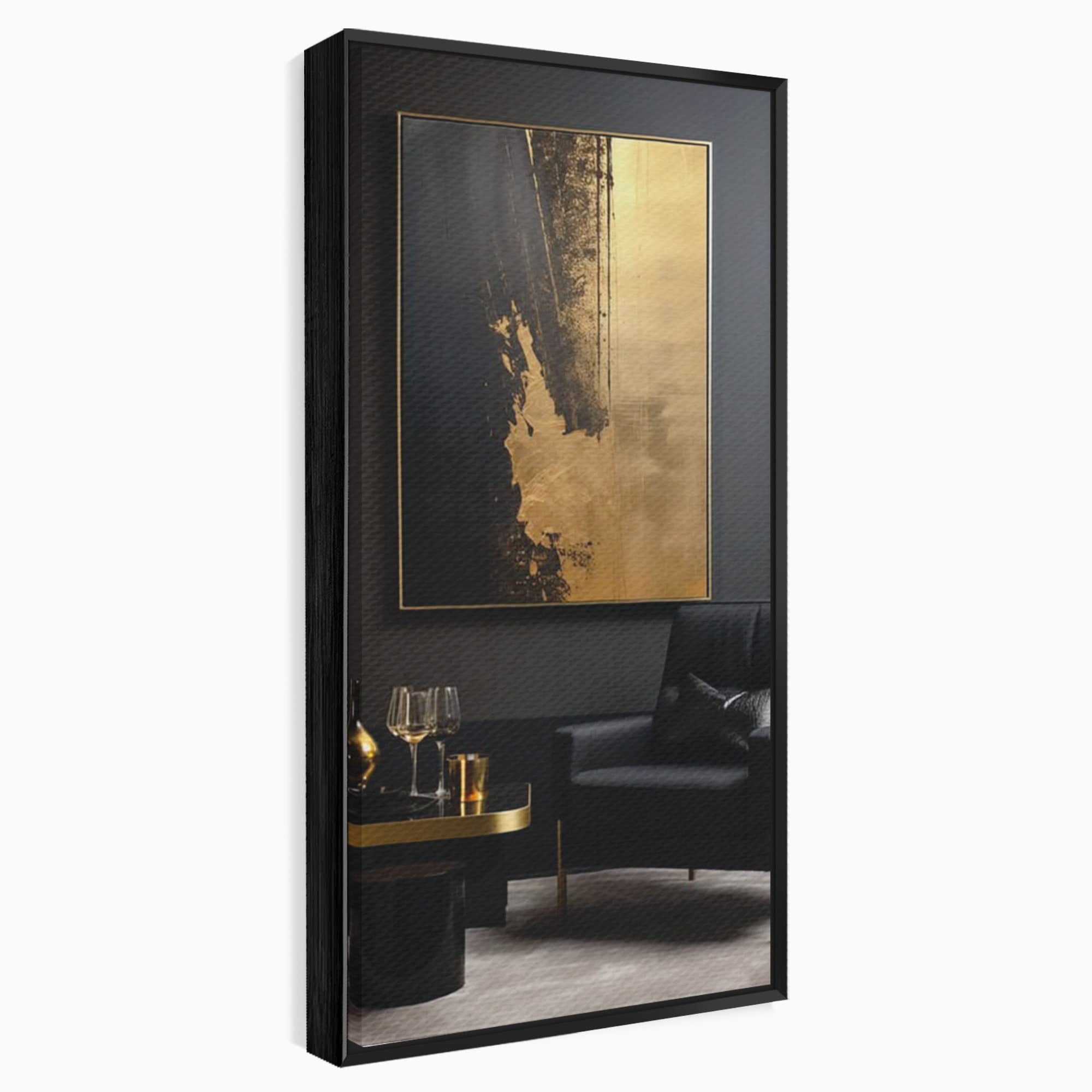 Tablou Canvas Premium LuxCanva® PI1174, Auriu Abstract, Decor, Gold, Negru, Modern, Living, Culori Vibrante