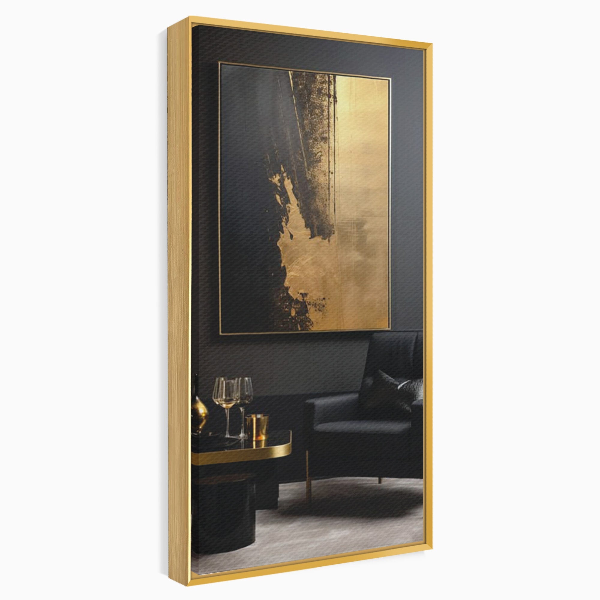 Tablou Canvas Premium LuxCanva® PI1174, Auriu Abstract, Decor, Gold, Negru, Modern, Living, Culori Vibrante
