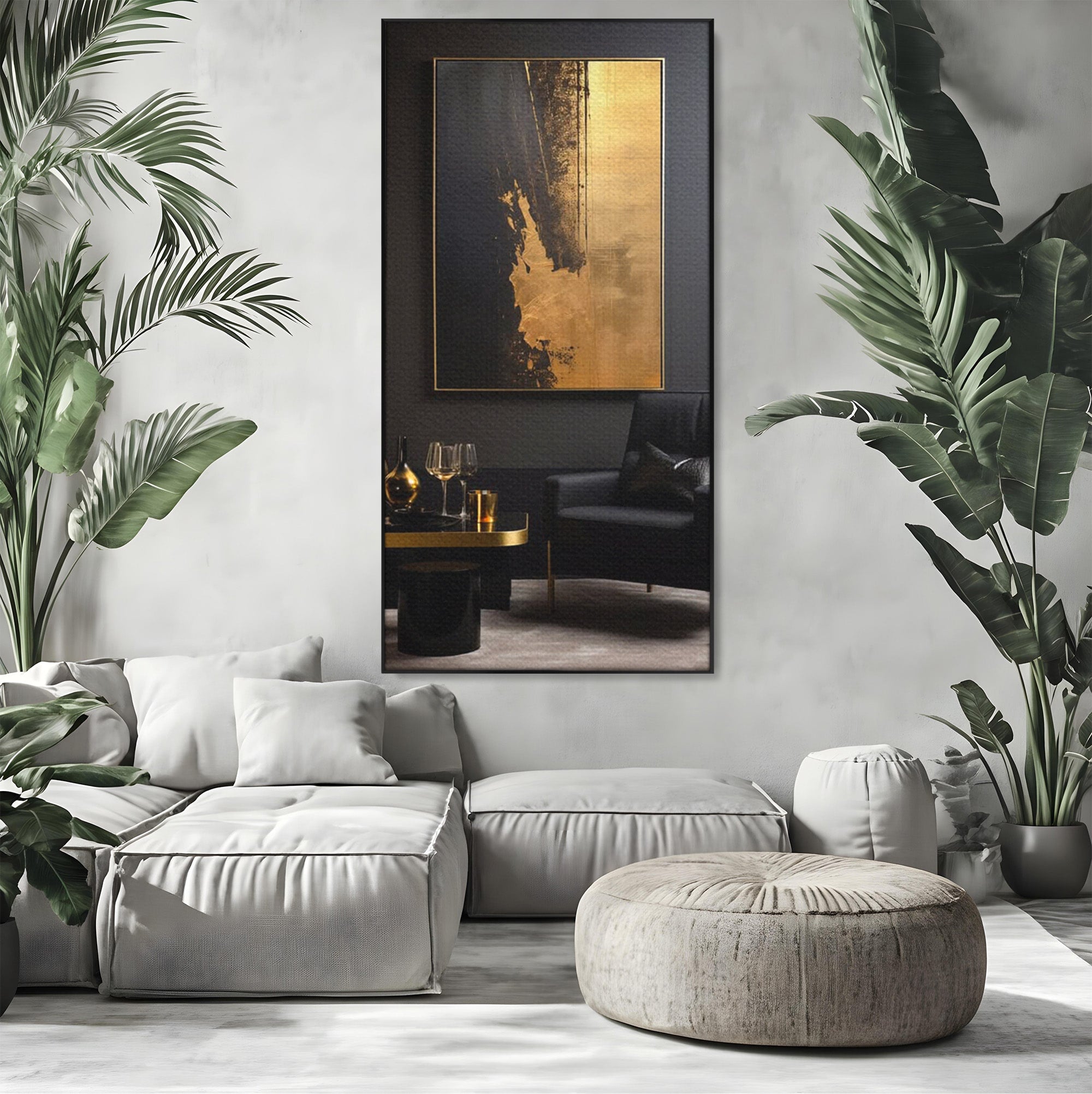 Tablou Canvas Premium LuxCanva® PI1174, Auriu Abstract, Decor, Gold, Negru, Modern, Living, Culori Vibrante