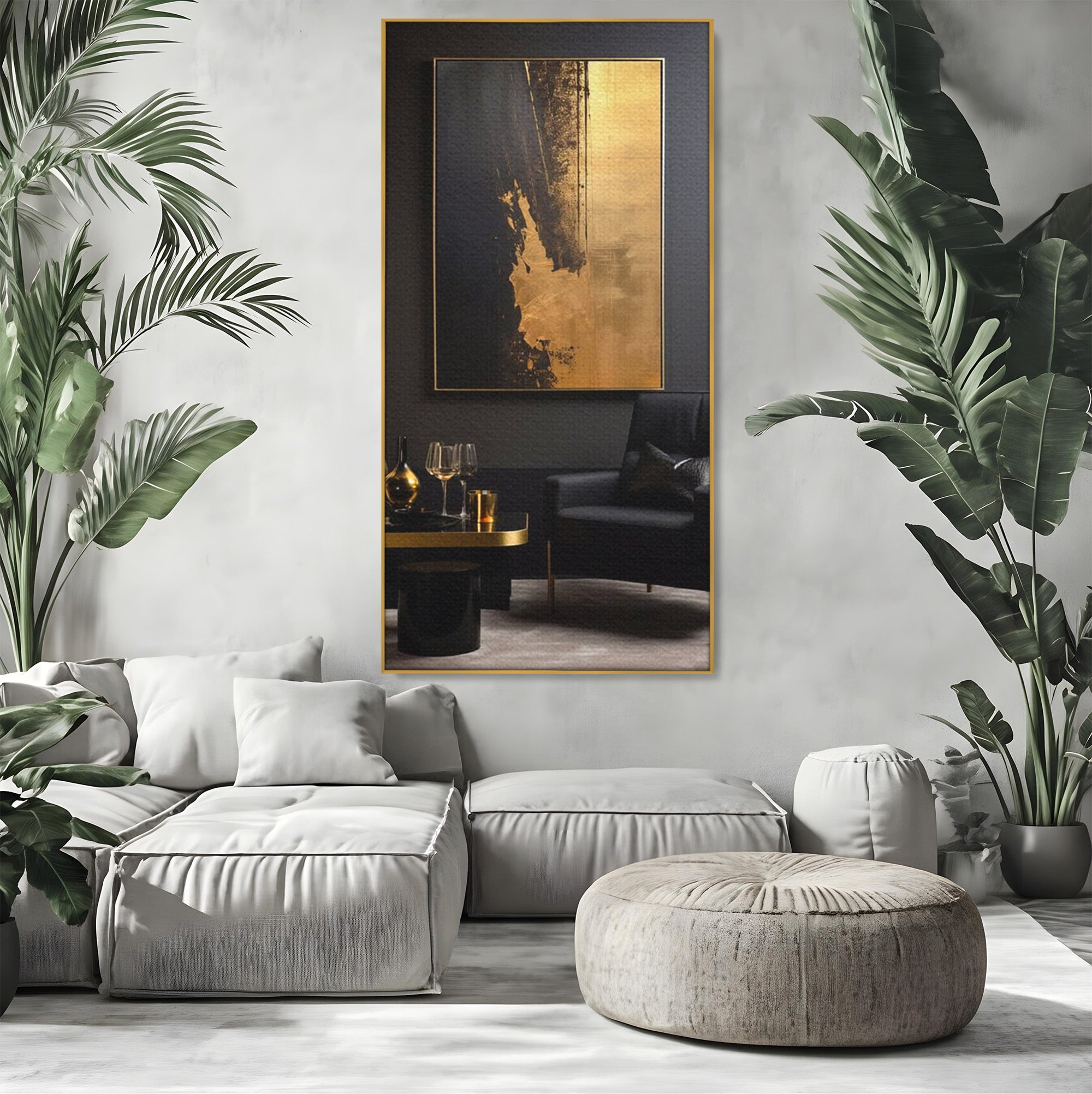 Tablou Canvas Premium LuxCanva® PI1174, Auriu Abstract, Decor, Gold, Negru, Modern, Living, Culori Vibrante