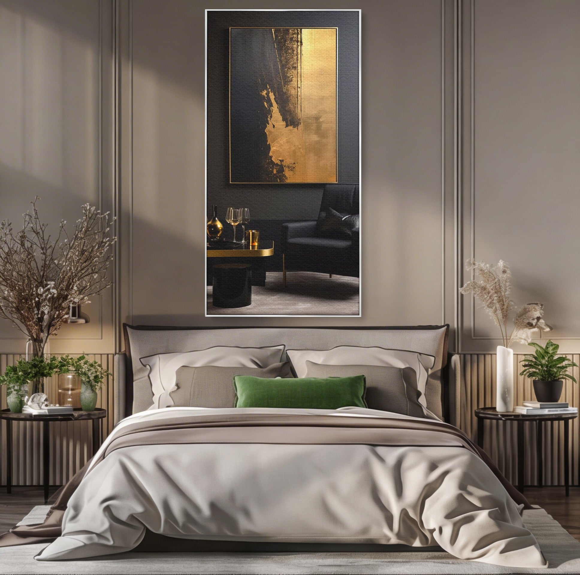Tablou Canvas Premium LuxCanva® PI1174, Auriu Abstract, Decor, Gold, Negru, Modern, Living, Culori Vibrante