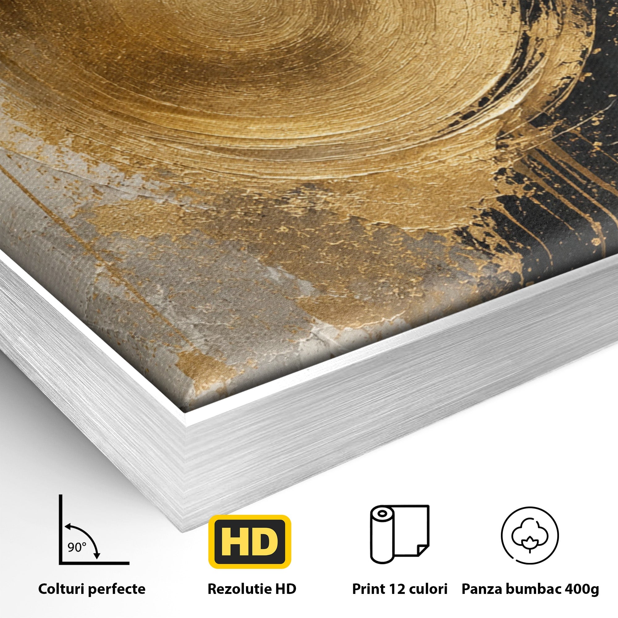 Tablou Canvas Premium LuxCanva® PI1175, Cercul Auriu, Abis, Abstract, Modern, Arta, Birou, Culori Vibrante