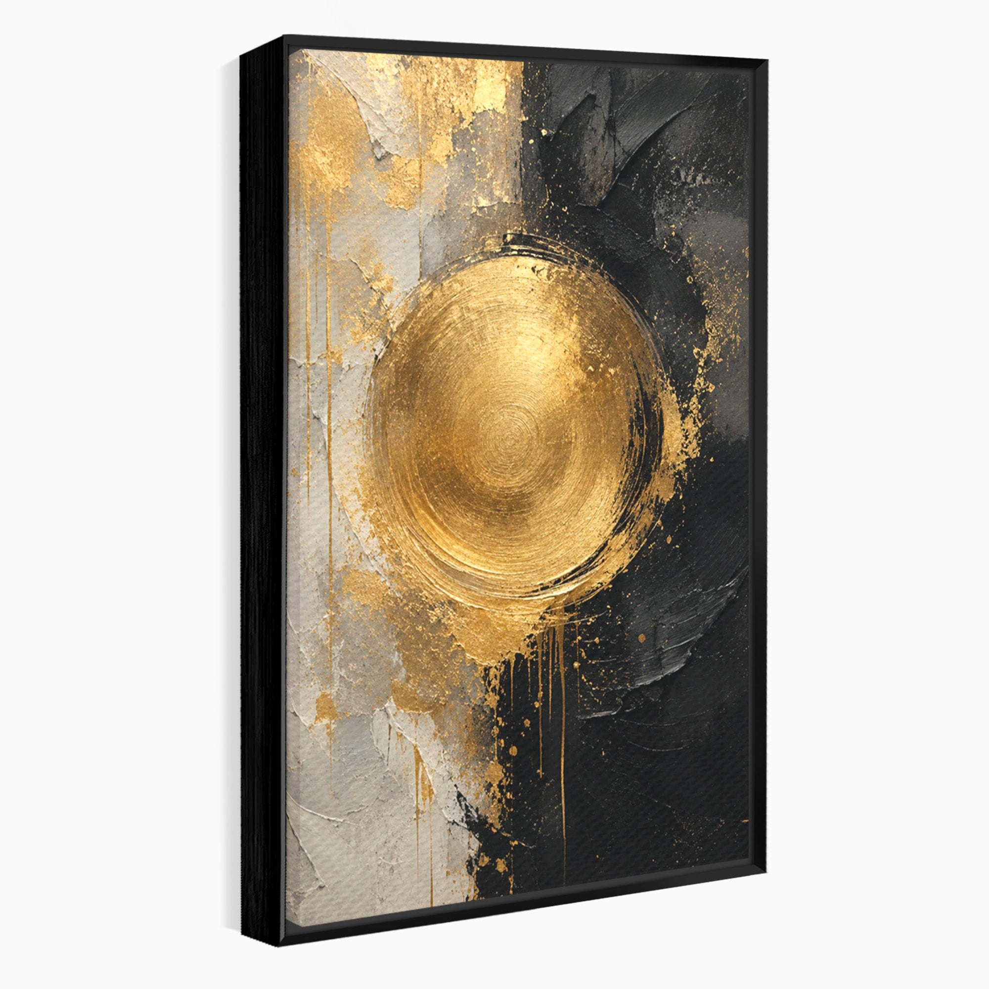 Tablou Canvas Premium LuxCanva® PI1175, Cercul Auriu, Abis, Abstract, Modern, Arta, Birou, Culori Vibrante