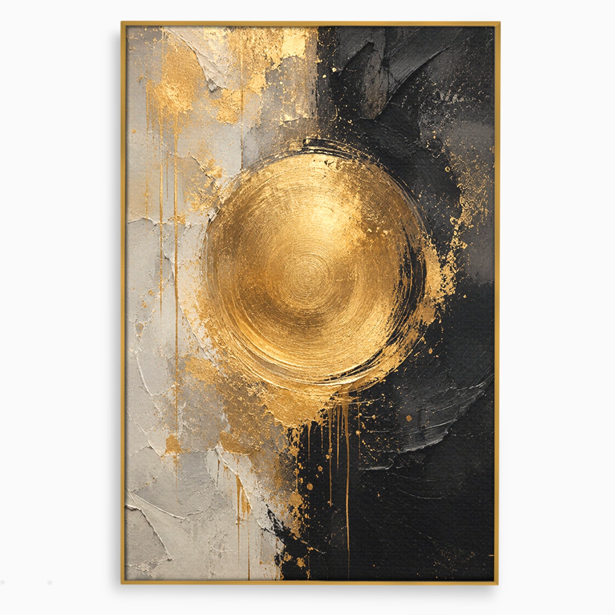 Tablou Canvas Premium LuxCanva® PI1175, Cercul Auriu, Abis, Abstract, Modern, Arta, Birou, Culori Vibrante