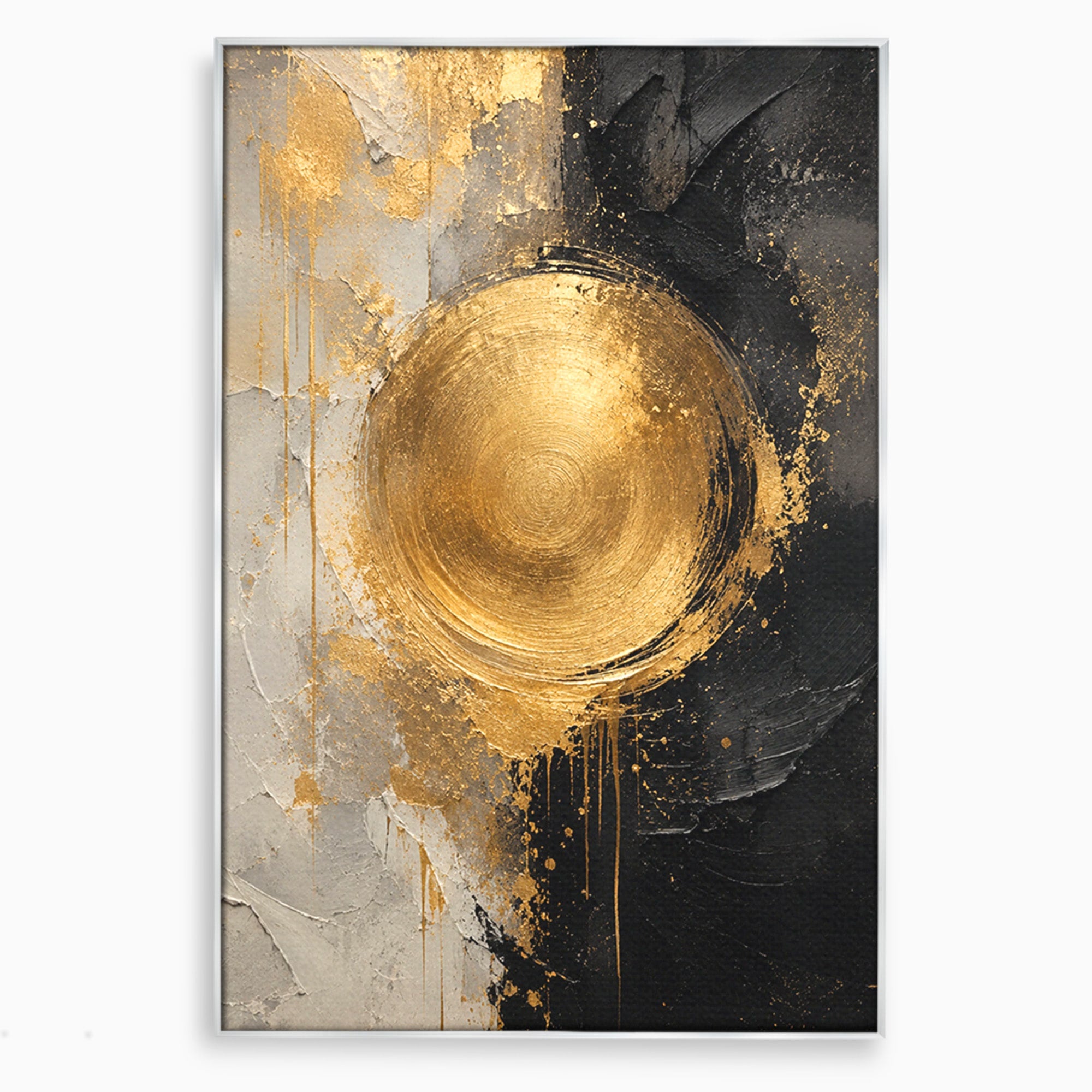 Tablou Canvas Premium LuxCanva® PI1175, Cercul Auriu, Abis, Abstract, Modern, Arta, Birou, Culori Vibrante