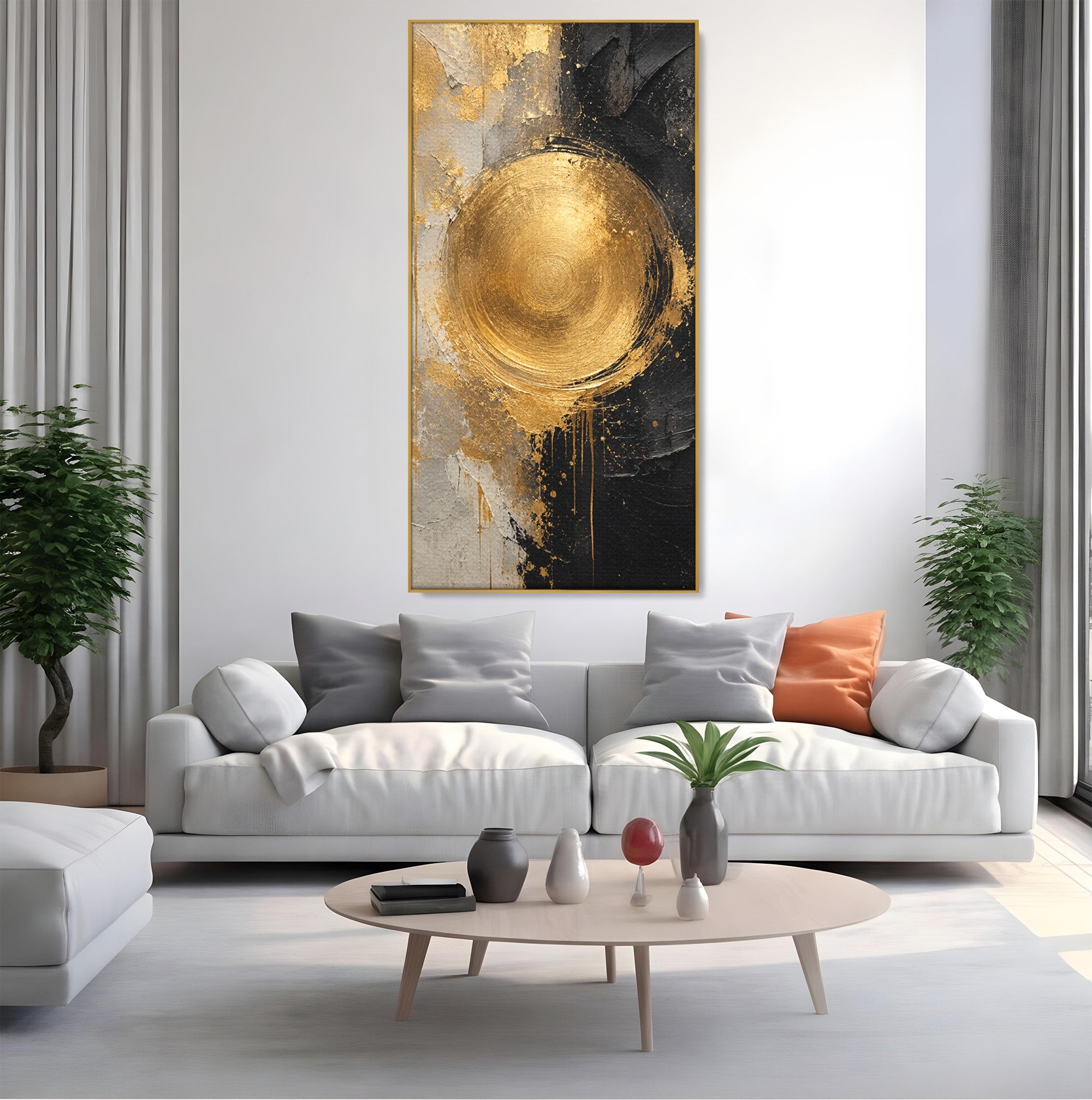 Tablou Canvas Premium LuxCanva® PI1175, Cercul Auriu, Abis, Abstract, Modern, Arta, Birou, Culori Vibrante