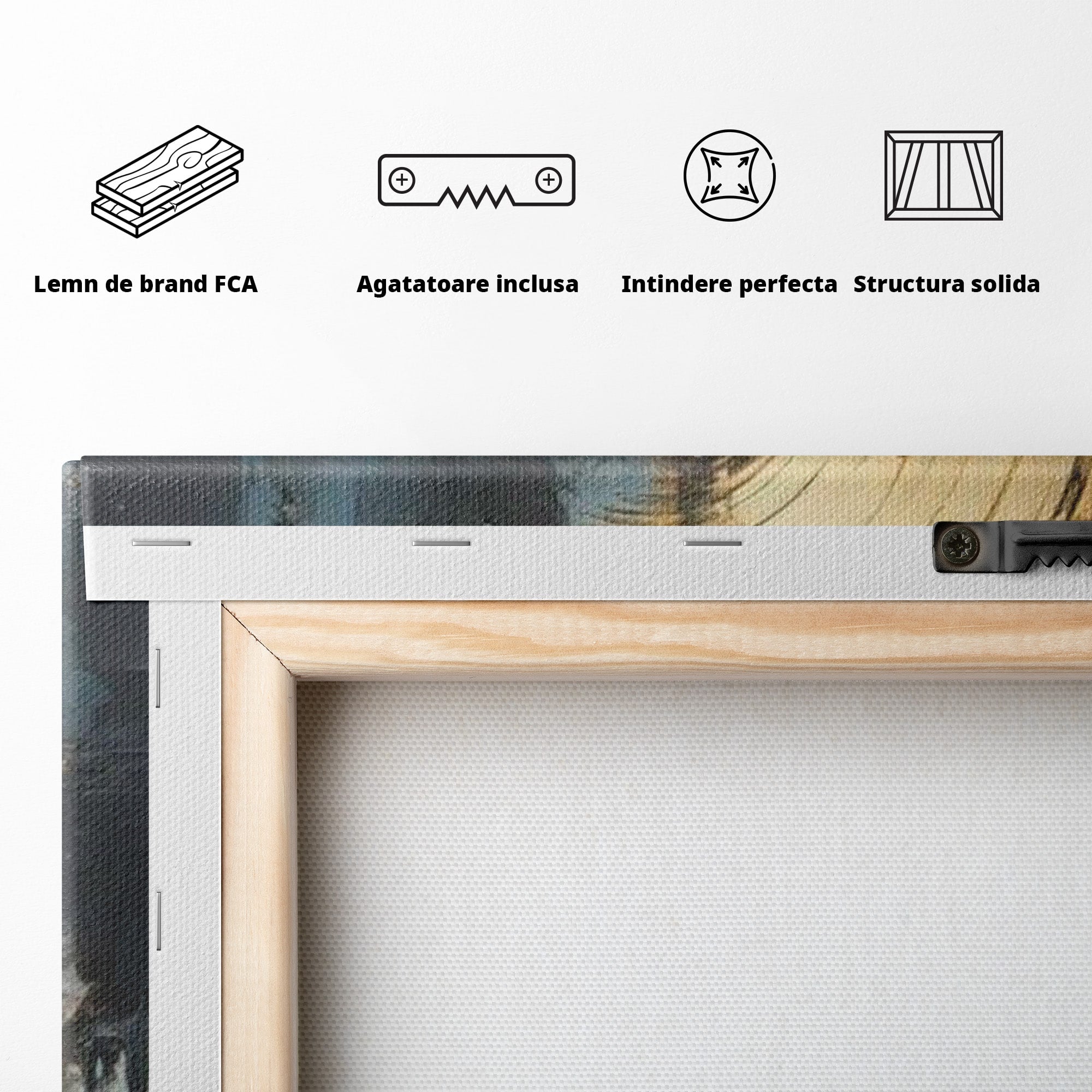 Tablou Canvas Premium LuxCanva® PI1176, Orbita de Aur, Abstract, Cerc, Abis, Modern, Living, Birou, Culori Vibrante