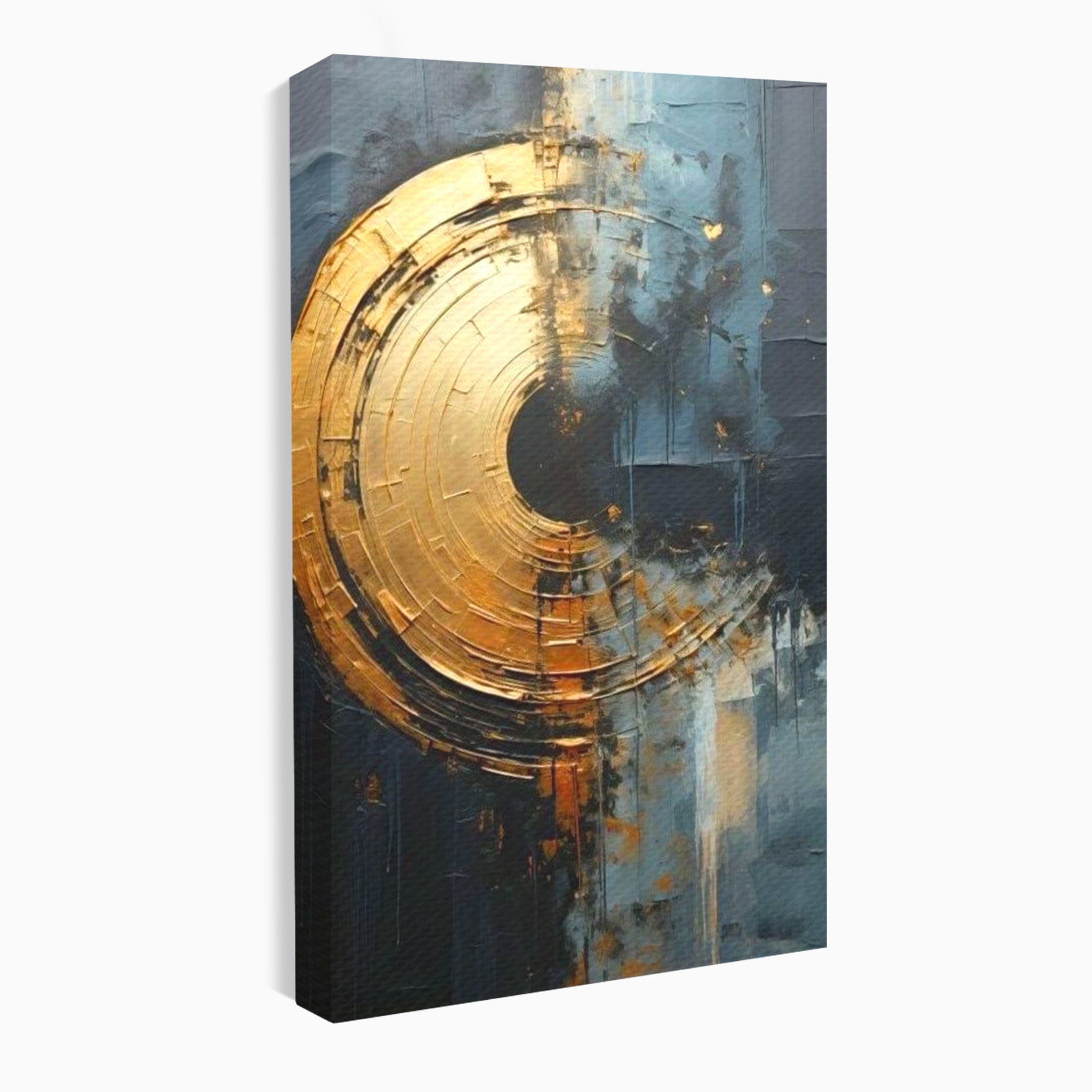 Tablou Canvas Premium LuxCanva® PI1176, Orbita de Aur, Abstract, Cerc, Abis, Modern, Living, Birou, Culori Vibrante