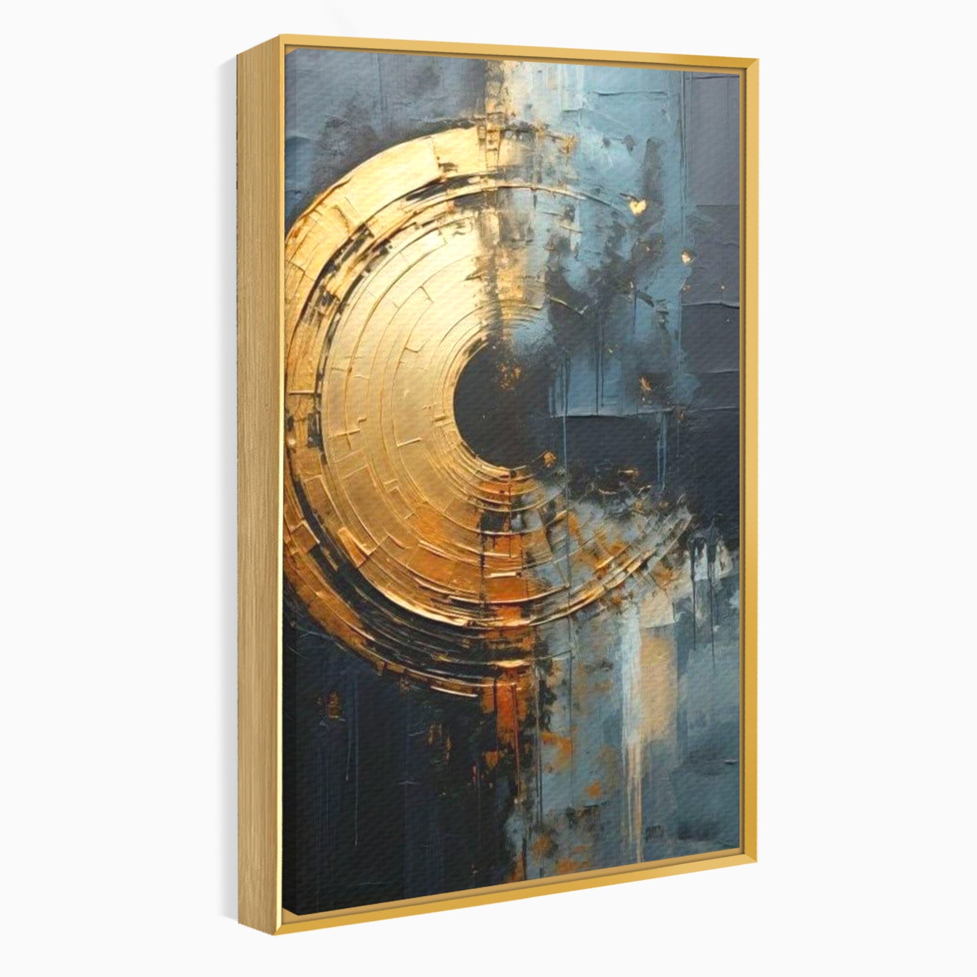 Tablou Canvas Premium LuxCanva® PI1176, Orbita de Aur, Abstract, Cerc, Abis, Modern, Living, Birou, Culori Vibrante
