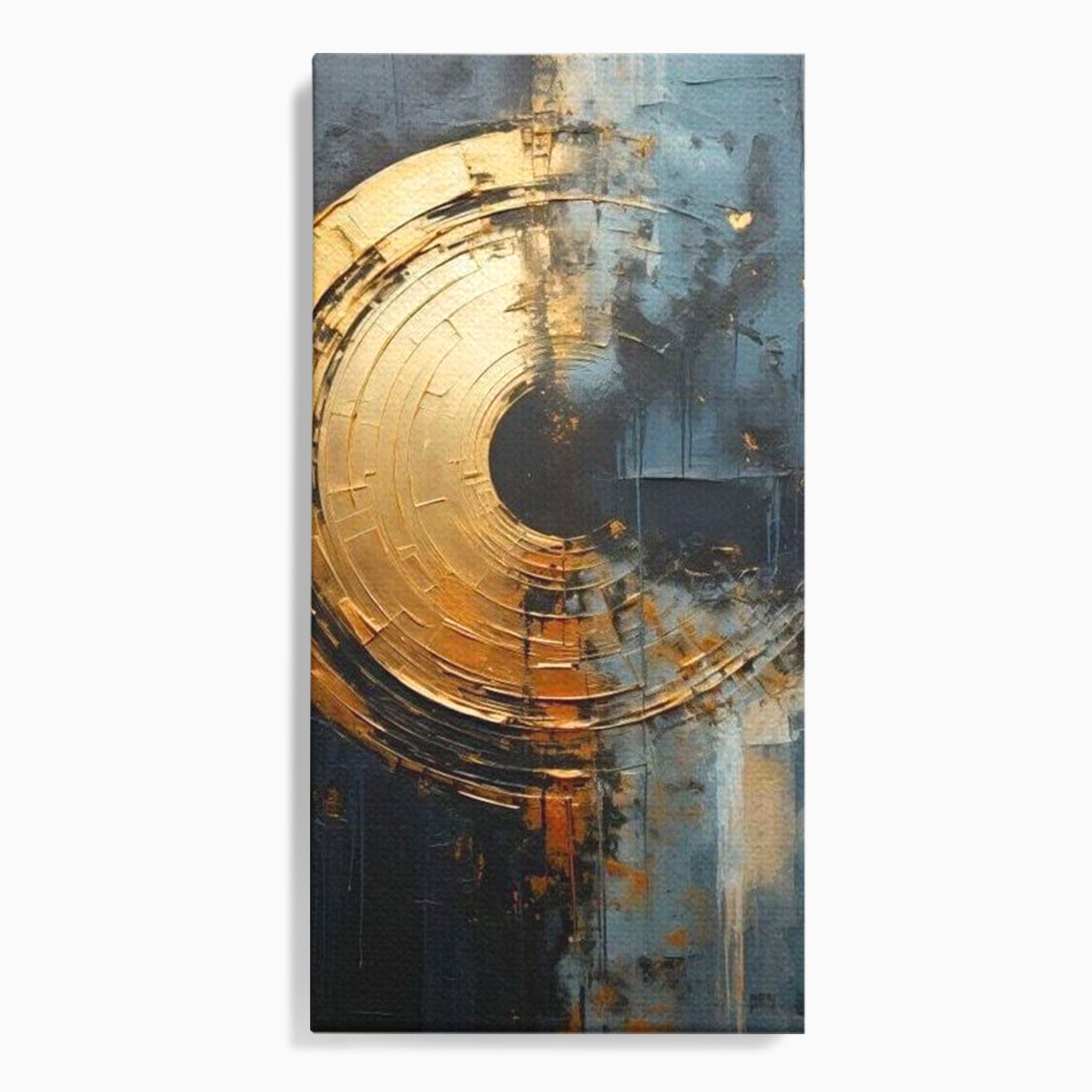 Tablou Canvas Premium LuxCanva® PI1176, Orbita de Aur, Abstract, Cerc, Abis, Modern, Living, Birou, Culori Vibrante