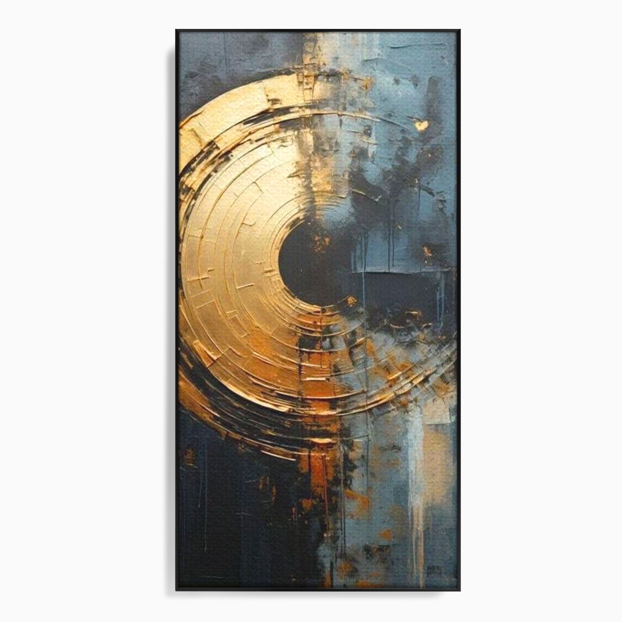 Tablou Canvas Premium LuxCanva® PI1176, Orbita de Aur, Abstract, Cerc, Abis, Modern, Living, Birou, Culori Vibrante