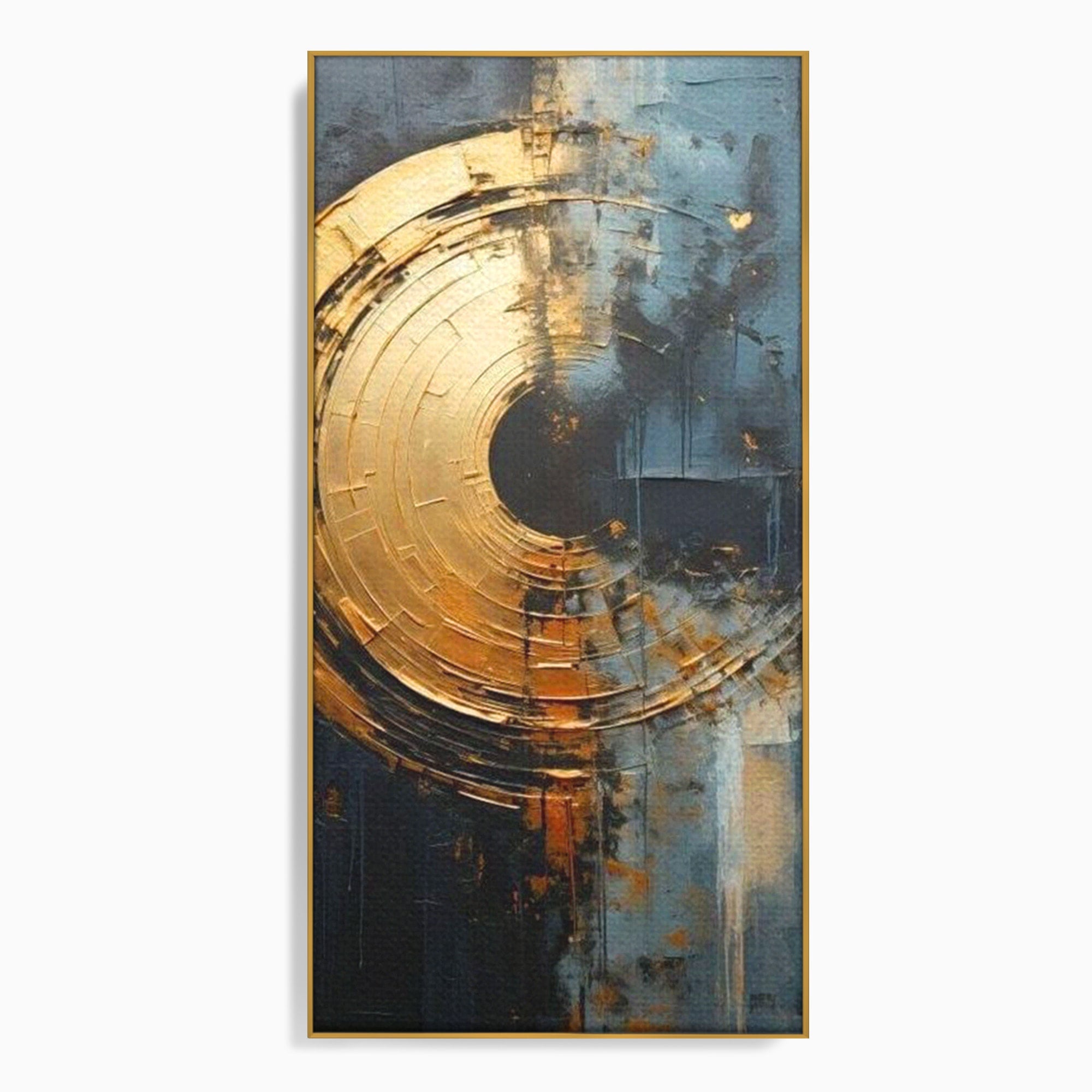 Tablou Canvas Premium LuxCanva® PI1176, Orbita de Aur, Abstract, Cerc, Abis, Modern, Living, Birou, Culori Vibrante