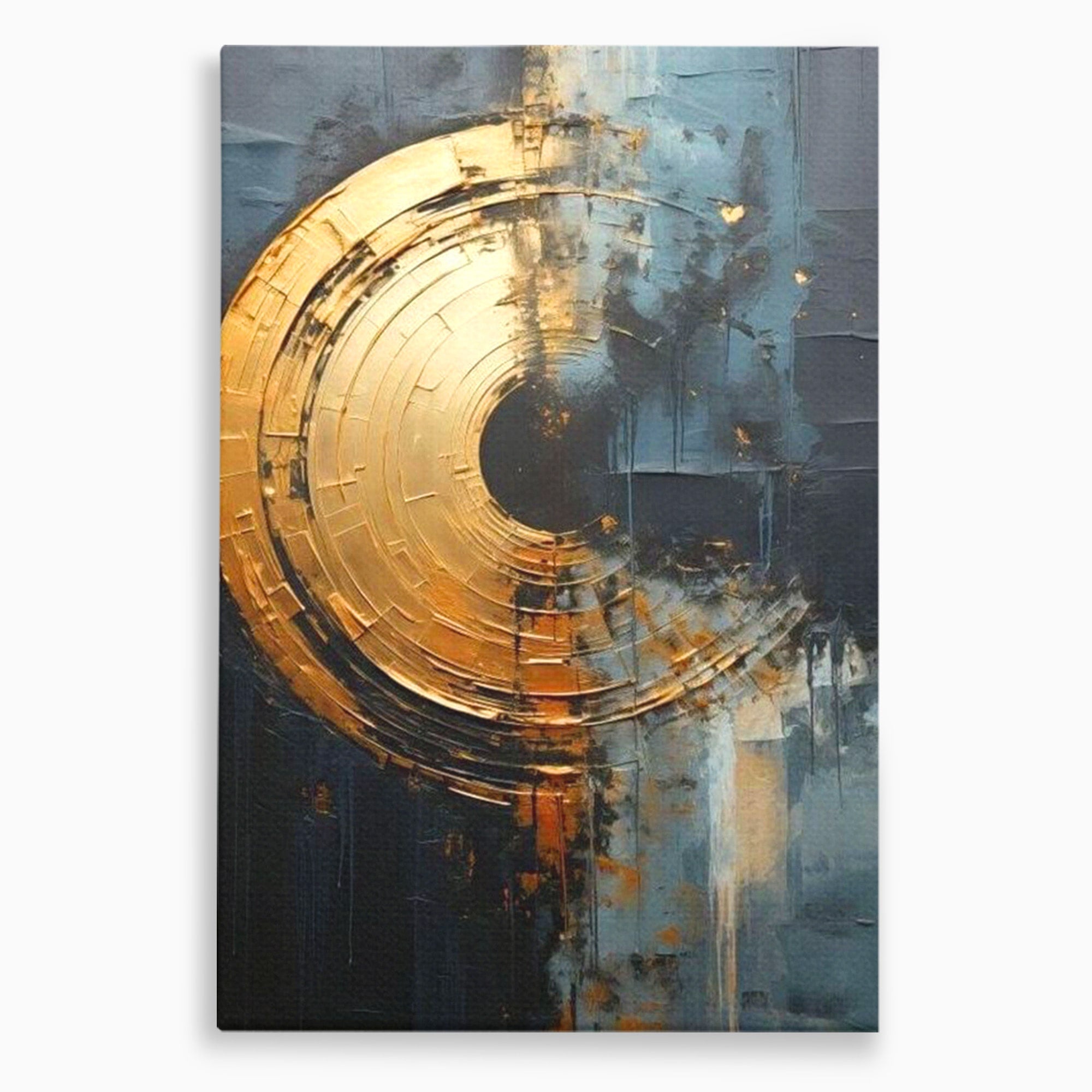Tablou Canvas Premium LuxCanva® PI1176, Orbita de Aur, Abstract, Cerc, Abis, Modern, Living, Birou, Culori Vibrante