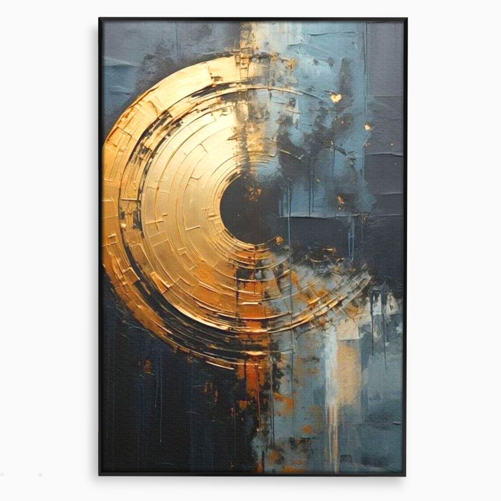 Tablou Canvas Premium LuxCanva® PI1176, Orbita de Aur, Abstract, Cerc, Abis, Modern, Living, Birou, Culori Vibrante