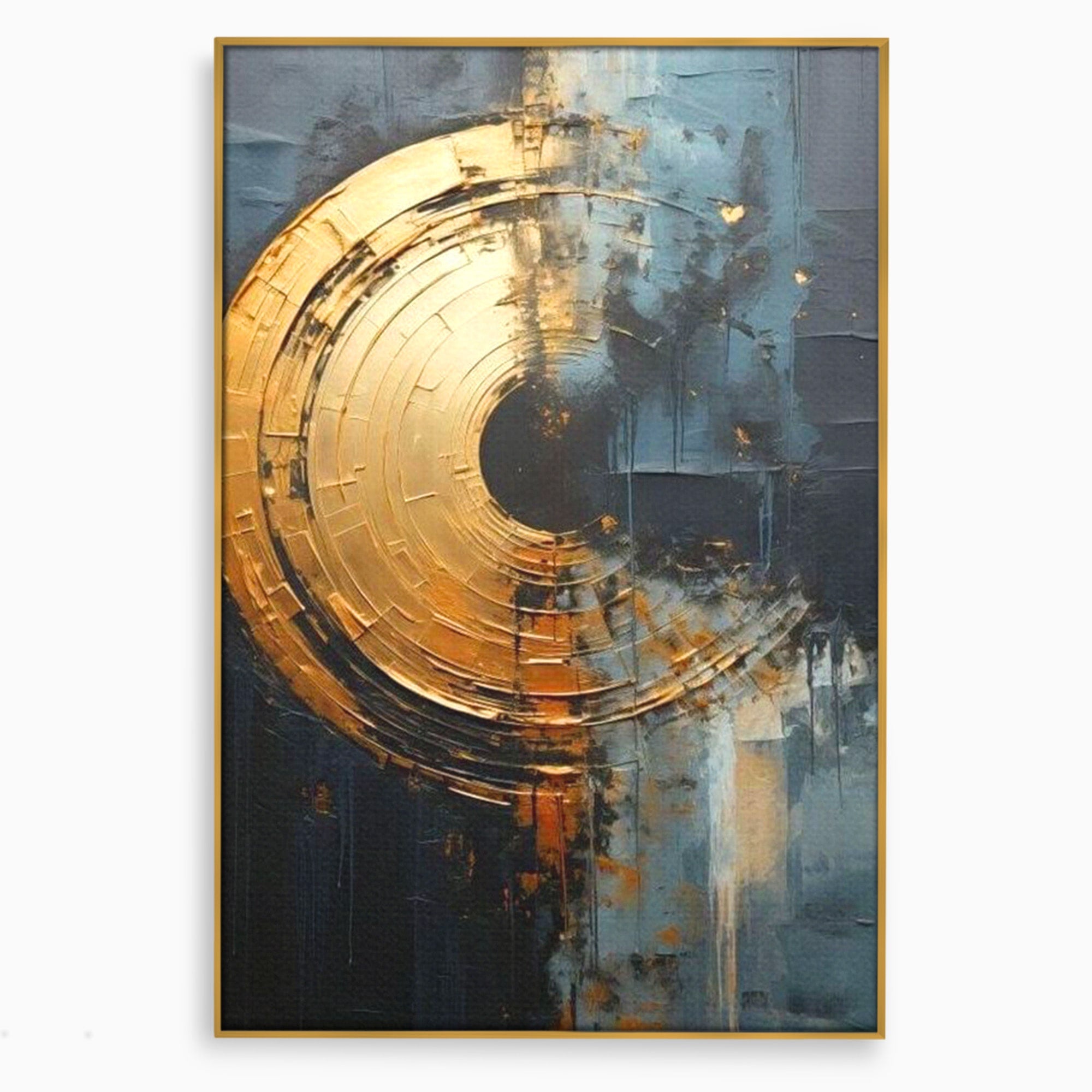 Tablou Canvas Premium LuxCanva® PI1176, Orbita de Aur, Abstract, Cerc, Abis, Modern, Living, Birou, Culori Vibrante